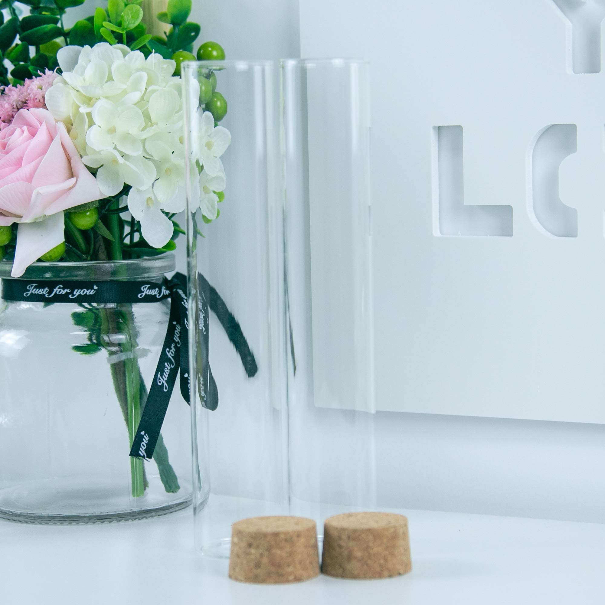 24pcs Bouteille En Verre De Tube à Essai Transparente Avec Bouchon En liège, capacité De Stockage De 70 ml à 150 ml, diamètre extérieur Du Flacon De Tube à Essai De 37 mm (24, 150ml)