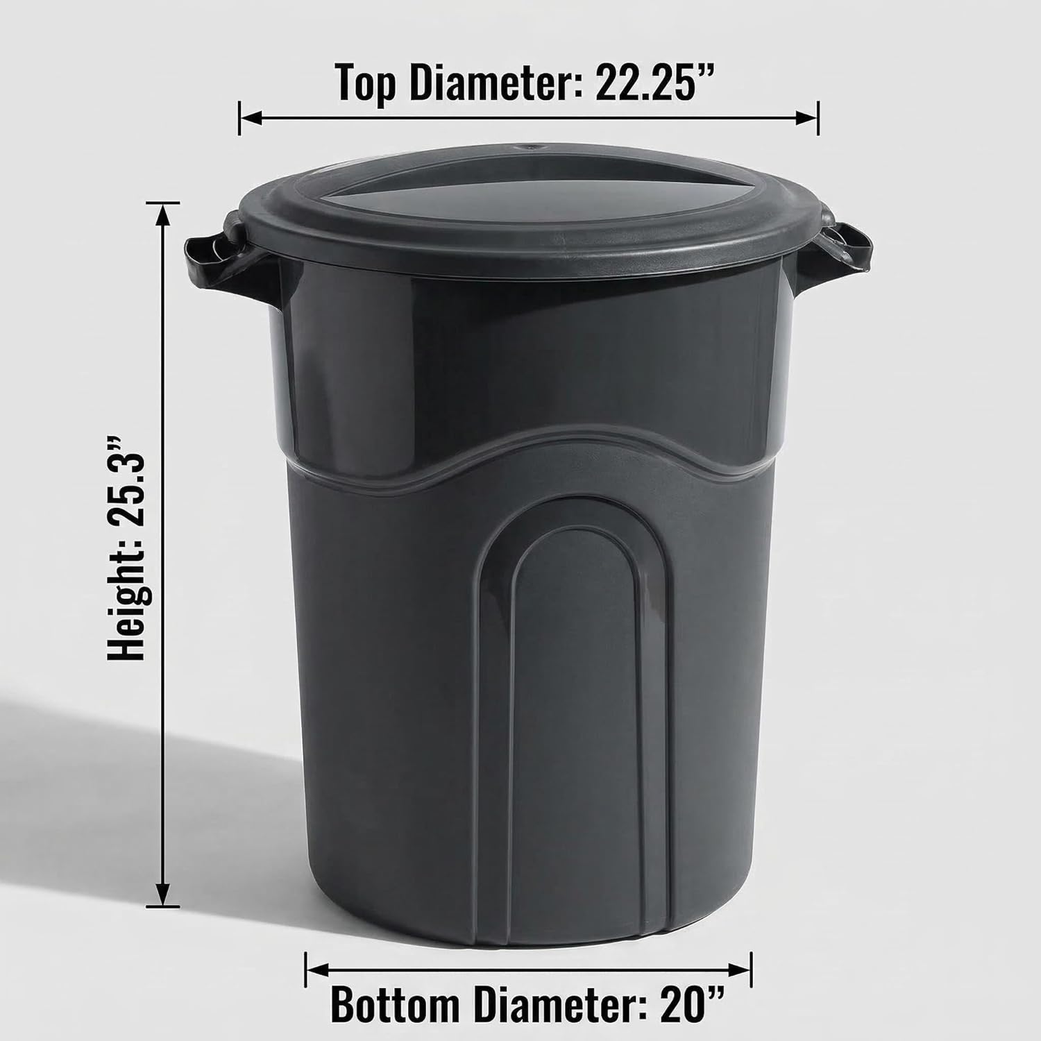 20-Gallon Heavy-Duty Plastic Trash Can, Black Large Capacity, with Lid. Suitable for use in Kitchens, Households, Offices and Outdoors. Durable and Easy to use.