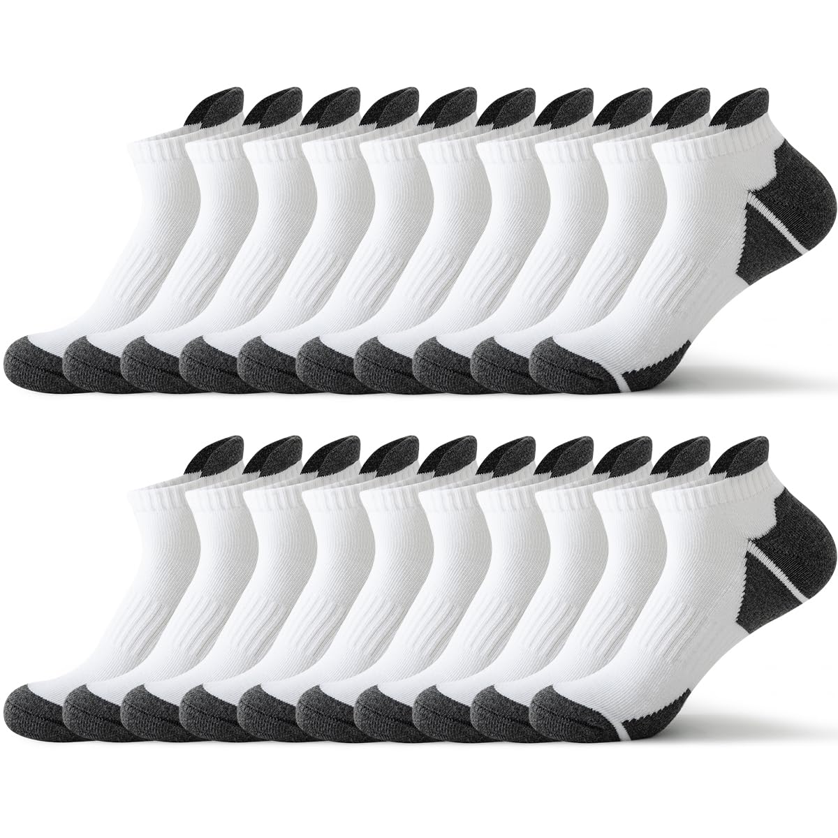 JOYNÉE 10 pares de calcetines de tobillo para hombre, calcetines atléticos para correr con pestaña de corte bajo para hombre