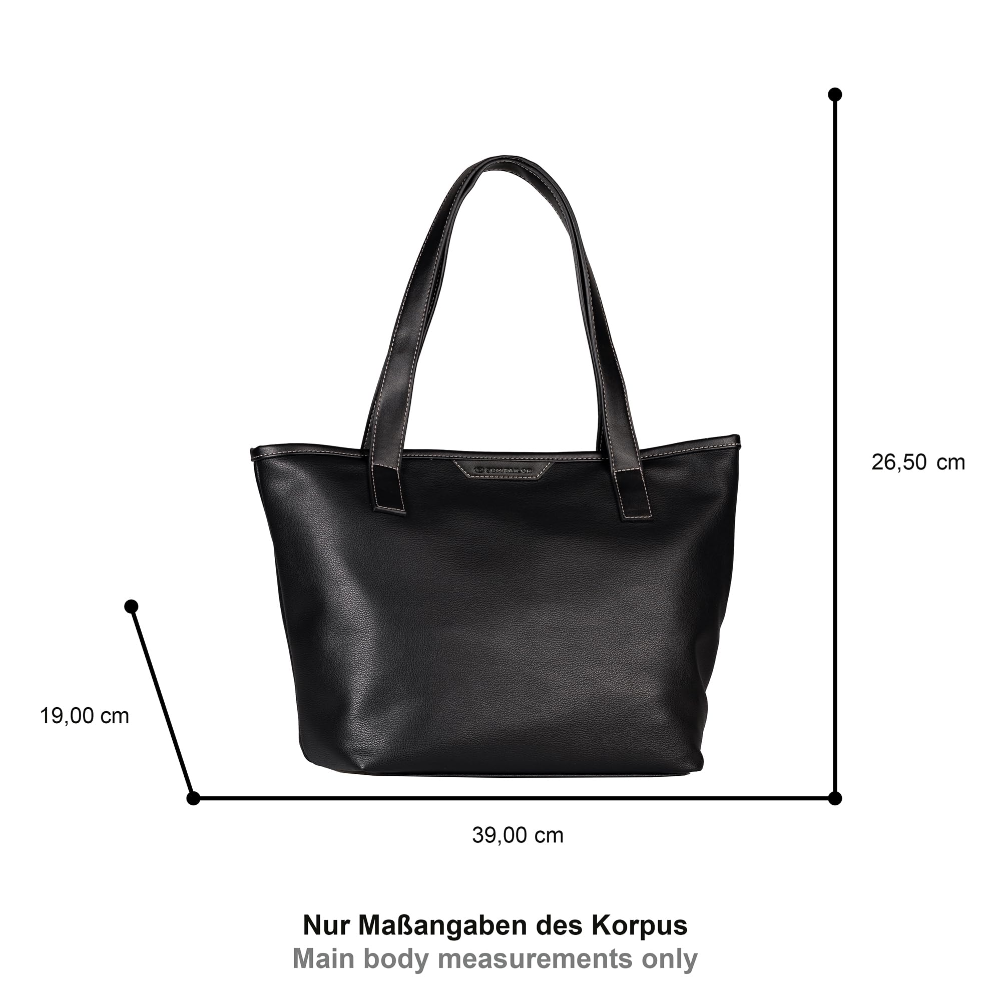 TOM TAILOR Leora damska torba na ramię Shopper z zamkiem błyskawicznym, duża, czarna, czarny, Essential