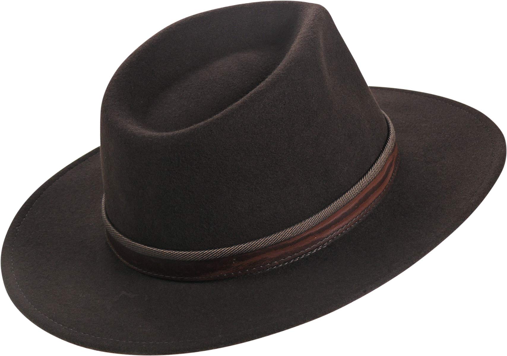 Harrys-Collection, Cappello a tesa larga, pieghevole, con ampia fascia marrone di tessuto, disponibile in 3 colori