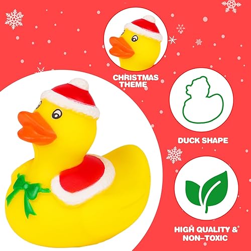 Miniatura 5 de Calendario de Adviento 2023 de patos de Navidad, cuenta regresiva de 24 días de Navidad con 24 patos de goma de Papá Noel, juguetes de baño, regalos