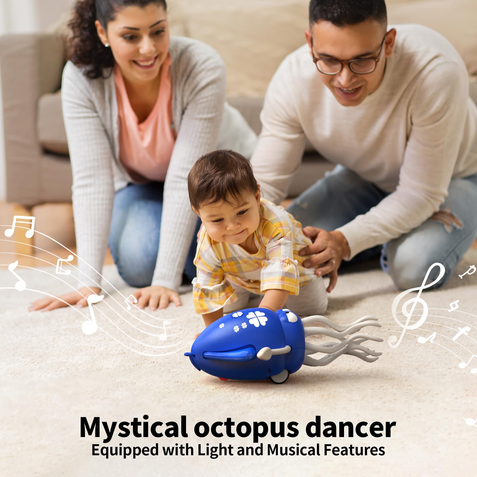 Smalody Smart Dancing Octopus Toy with LED Lights and Music, Rechargeable Interactive Baby Toys with Obstacle Avoidance - Image 2