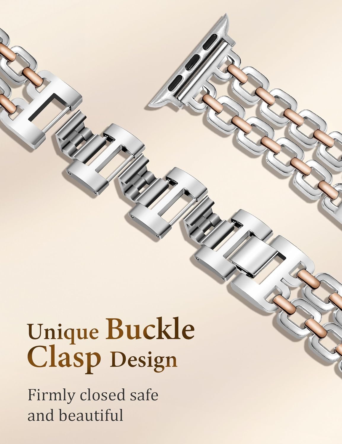 Gold Silver Watch Bands for Women Compatible with Apple Watch 38/40/41/42/44/46/49mm Adjustable Metal Strap Dressy Pretty Chain Bracelet for iWatch Series 11/10/9/8/7/6/5/4/SE/3/2/1/Ultra - Image 4