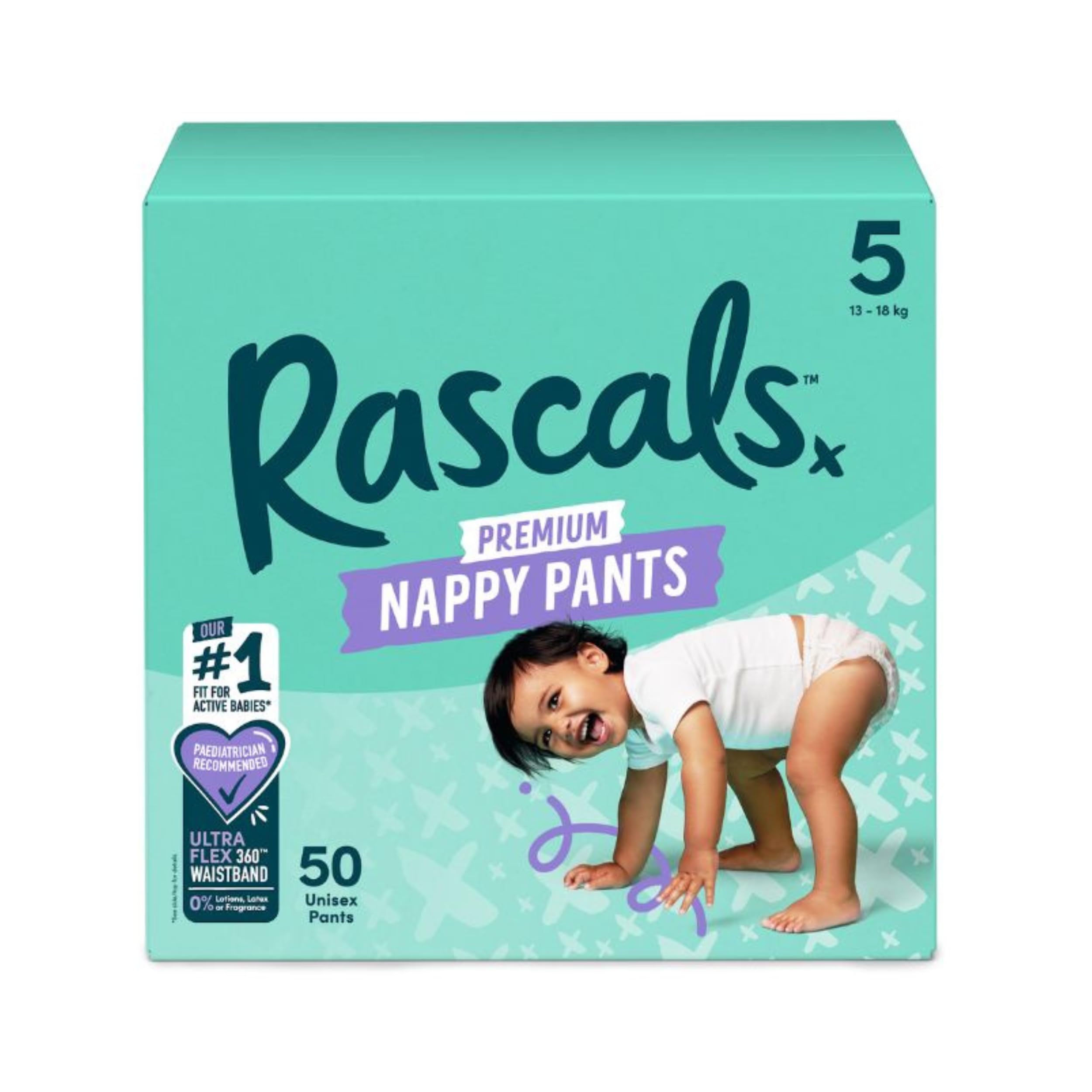 Premium Training Baby Diaper Pants - Easy Pull-Up Design Diaper Pants - Soft & Comfortable Diapers Pant Size 5 - Ultra Flex 360 Waistband 13-18 kg - 50 Count