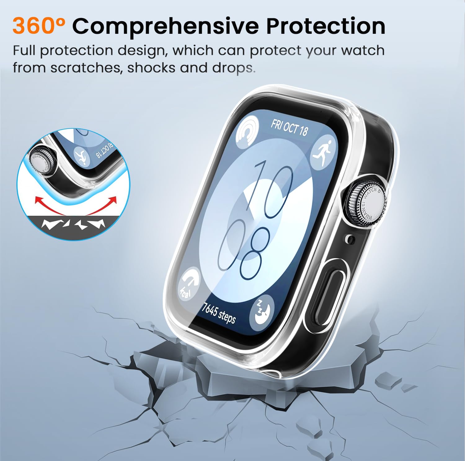 ivoler 3 sztuki etui z osłoną ekranu do Huawei Watch Fit 3, pełne etui ochronne z miękkiego TPU cienkie, odporne na wstrząsy etui odporne na zarysowania (2 przezroczyste 1 czarne)