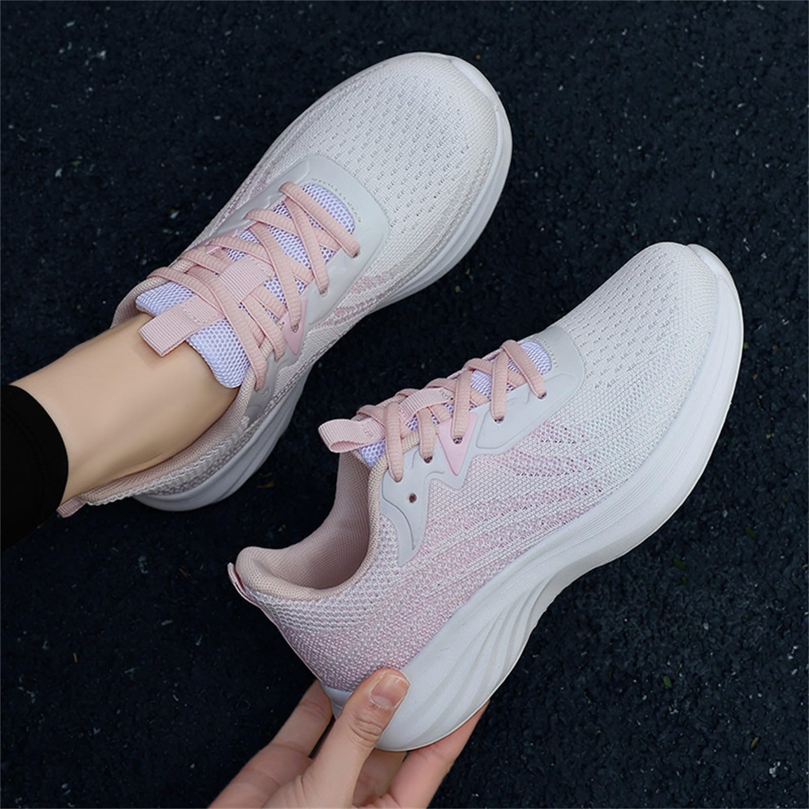 Scarpe da Palestra Donna Traspiranti Sneakers Bianche Donna Comode | Sneakers Ragazza in Tessuto Sintetico per Allenamento Palestra Calzature Fitness Concezione Ergonomica Rete Traspirante