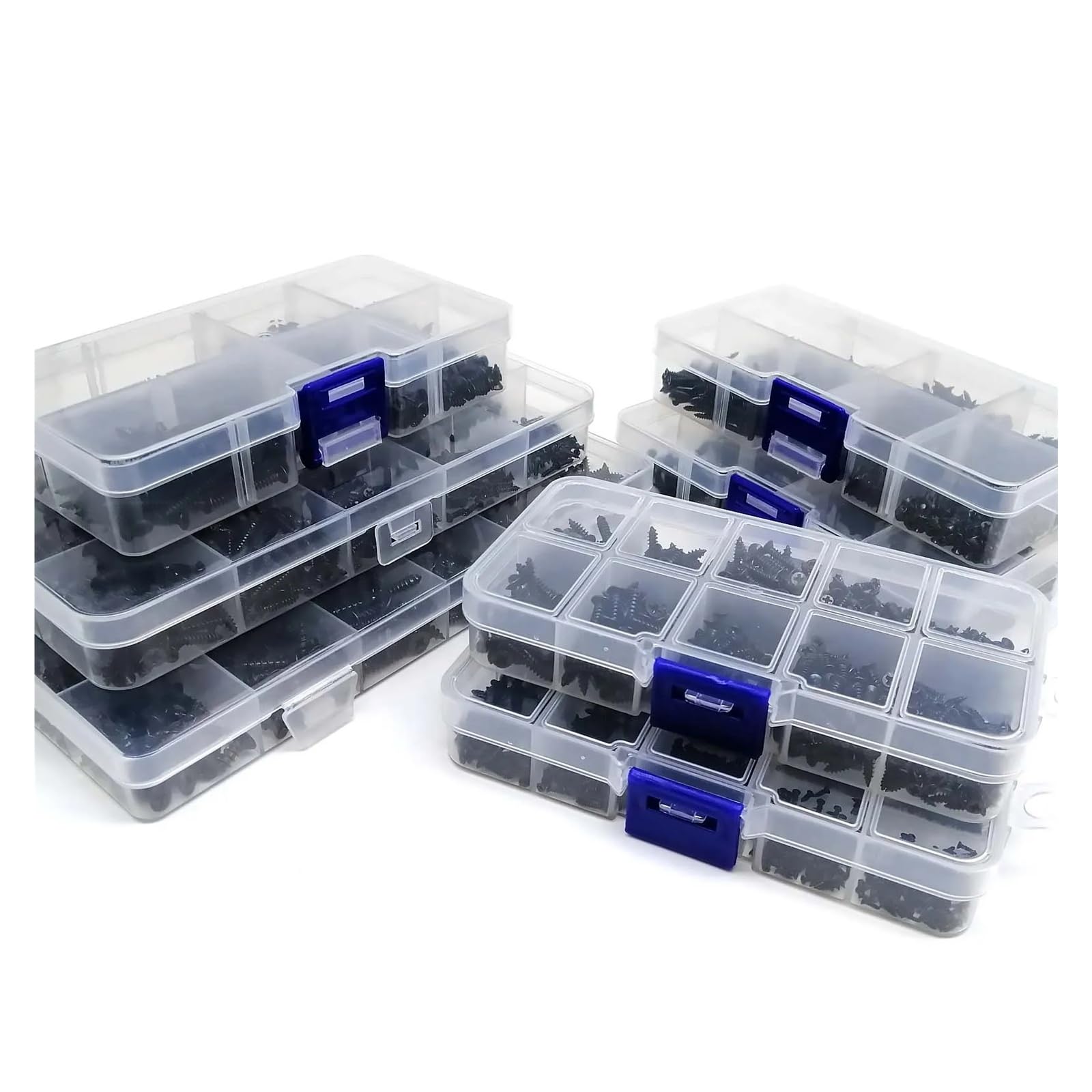 1 Kit de tornillos autorroscantes for madera de cabeza avellanada plana en cruz de acero negro, surtidos M1 M1.2 M1.4 M1.7 M2 M2.6M3 M4(Set D 2010pcs)