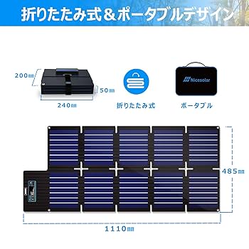 Nicesolar　60W　ポータブルソーラーパネル　太陽光パネル Amazon | Nicesolar ソーラーパネル 60W 太陽光パネル USB-C/USB