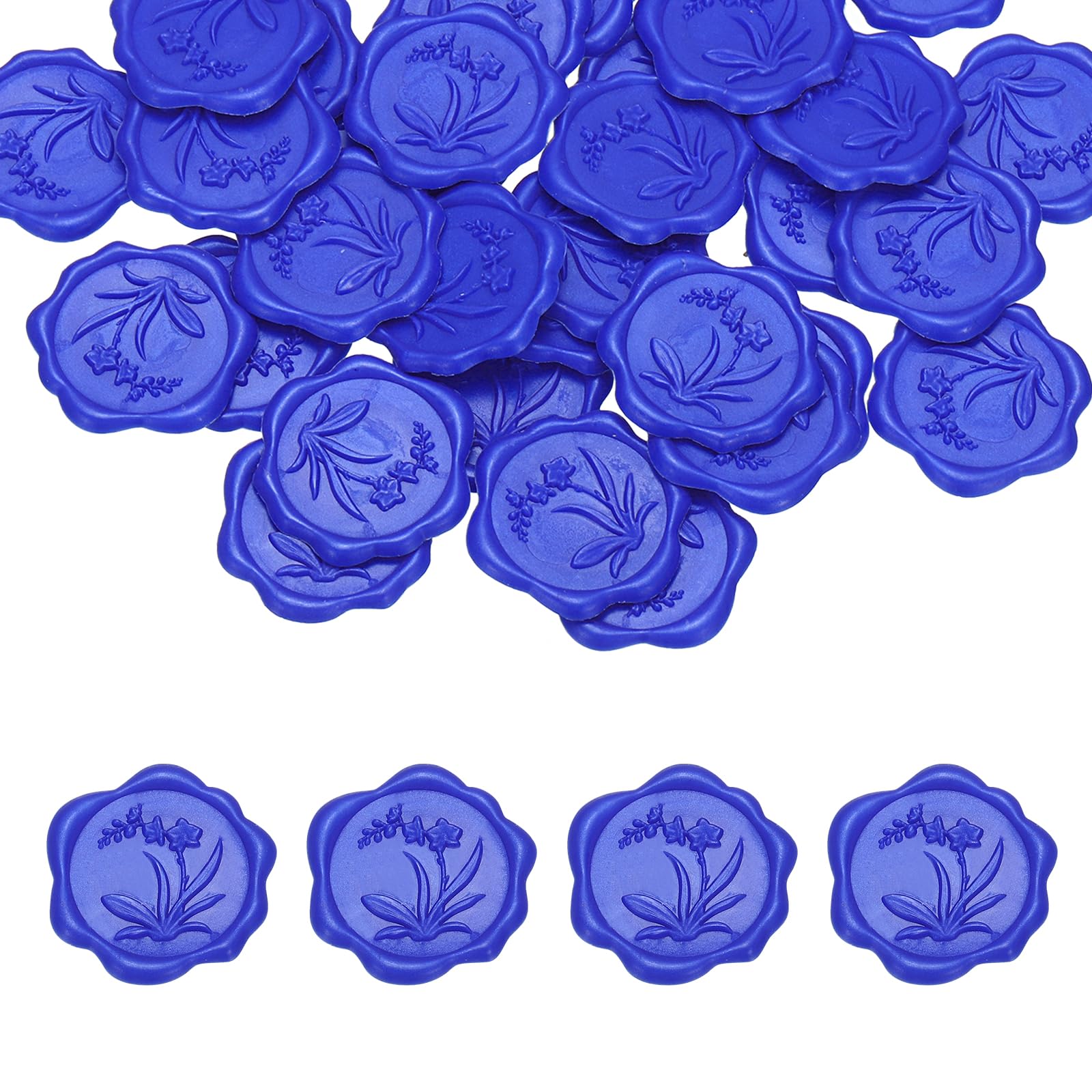 PATIKIL Wax Seal Stickers, 50 Pcs Envelope Seal Stickers, Self-Adhesive Wax Stamp Wedding Invitation Accessories for Wedding Party Birthday Gift Wrapping Anniversary, Blue
