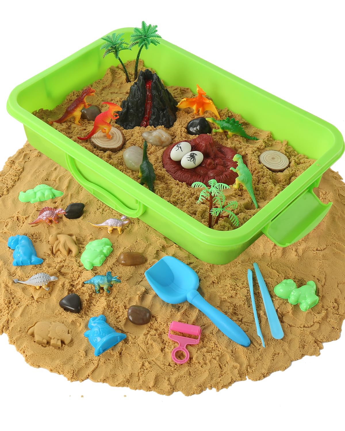 Dinosaur Sensory Bin Toy for Kids Dinosaur Toys and Play Sand Kit for Boy Sensory Bin Filler and Toddler Activities for Boys and Girls Ages 3-6+