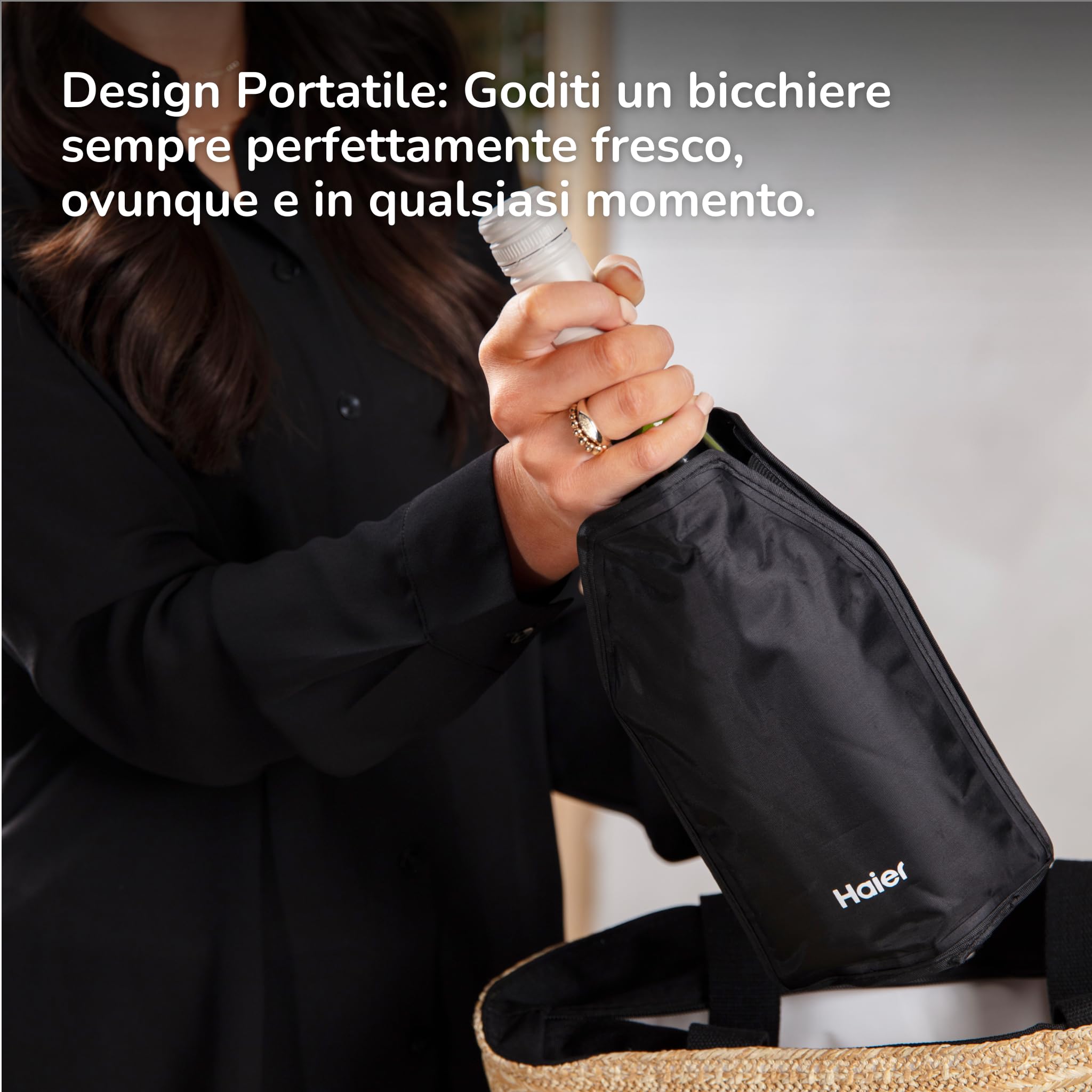 Haier Wine Cooler Pouch, Portatile e Leggera, Raffredda il Vino in 5 minuti, Mantieni le tue bevande fresche, Ovunque, in Qualsiasi Momento