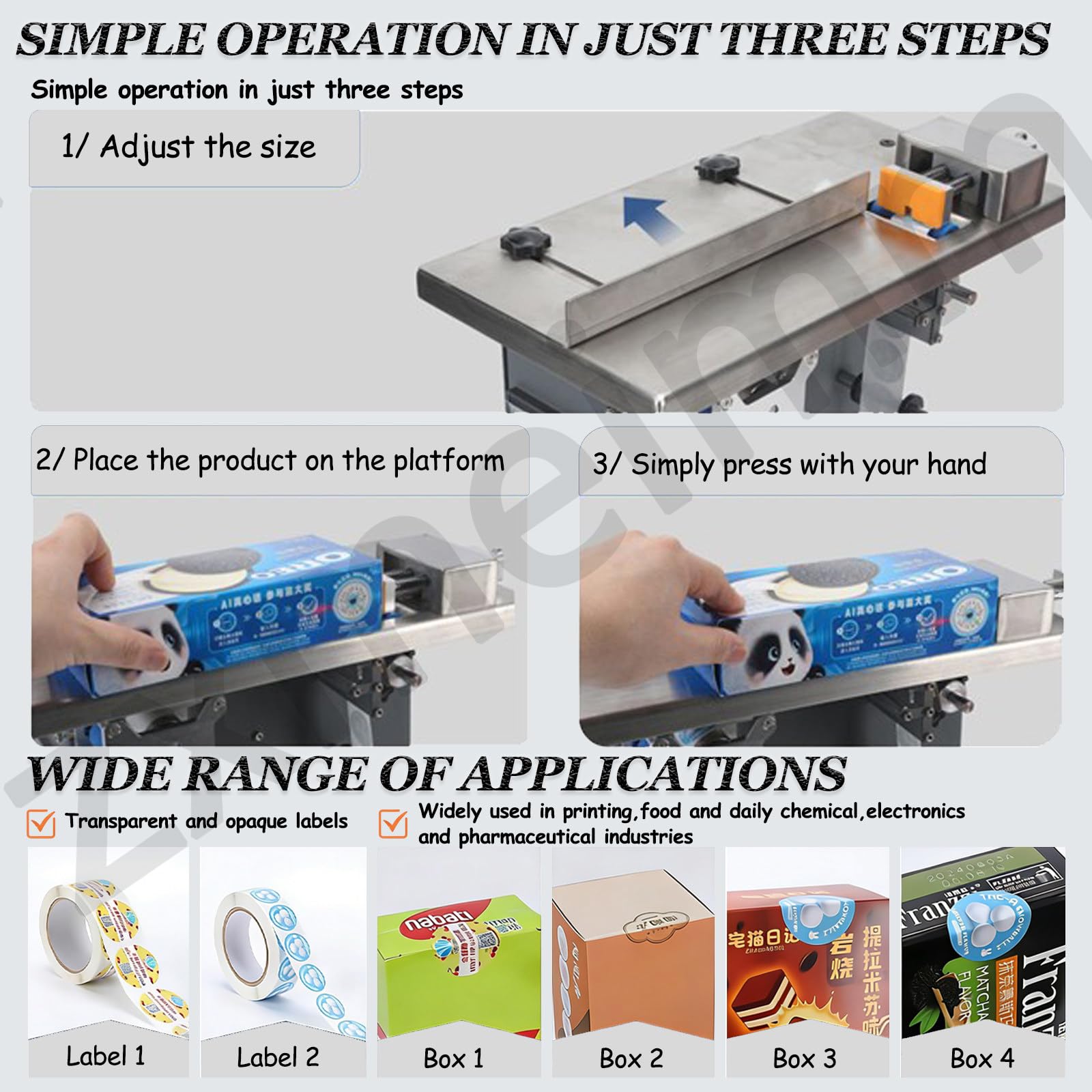 Etichettatrice con centraggio Automatico e PLC. velocità da 15 a 30 Etichette/min.Applicatore angolare a 90° con precisione di ±0,5 mm.Prestazioni affidabili Thediameteris25-30mm