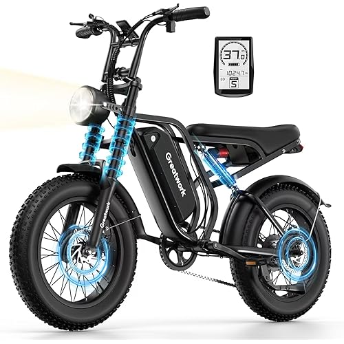 GREATWORK 2500W Peak Electric Bike for Adults, 1200Wh Removable Battery, Max 37MPH & 100 Miles Electric Dirt Bike with Full Suspension, 20"x4" Fat Tire Motorcycle Style Commuter Ebike for Men Women
