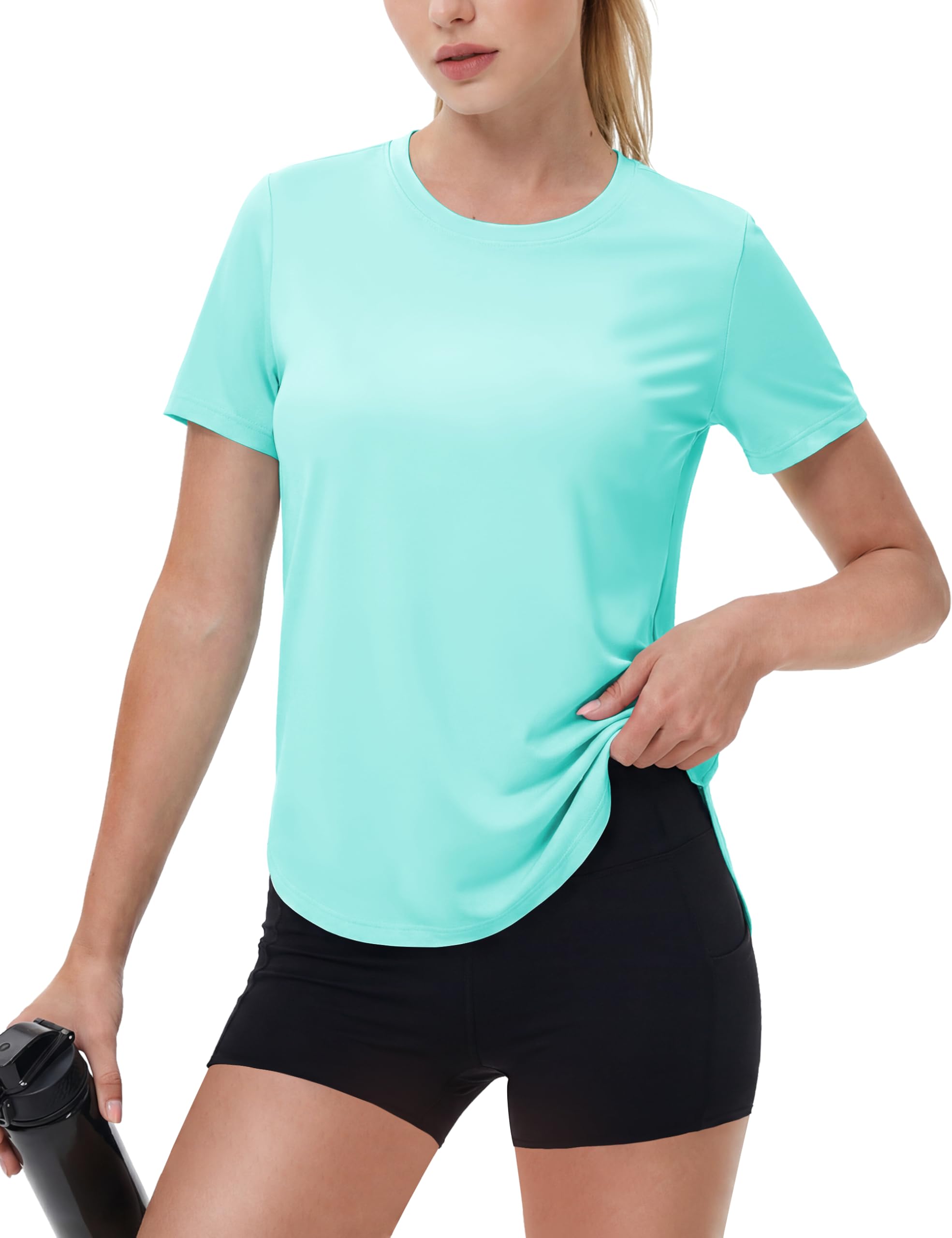 MAGCOMSEN Sportshirt Damen UV Shirt Kurzarm Locker Sport Fitness Laufshirt Wandershirt Yoga UPF 50+ Atmungsaktiv Leicht