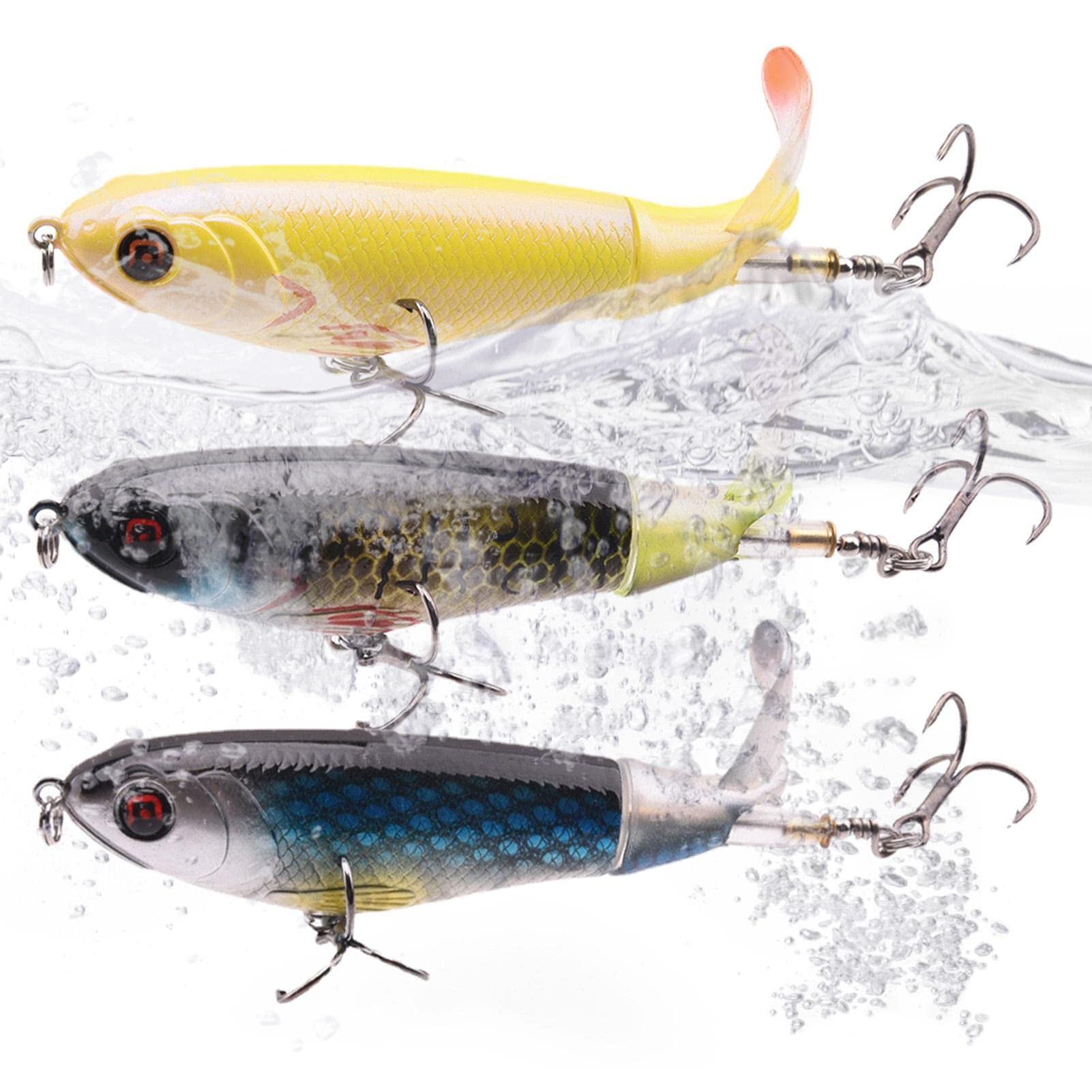 Sakamura C Whopper Lure, Tail Spinner Lure For Bass Fishing | Topwater Popper Bass Fishing Lures Floating Swim Baits Trout Pike Salmon Spinner Baits