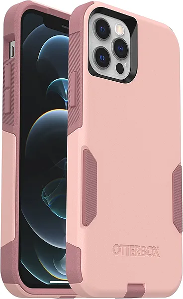 OtterBox iPhone 12 & iPhone 12 Pro Commuter Series Case - Ballet Way (Pink Salt/Blush), Slim & Tough, Pocket-Friendly, with Port Protection