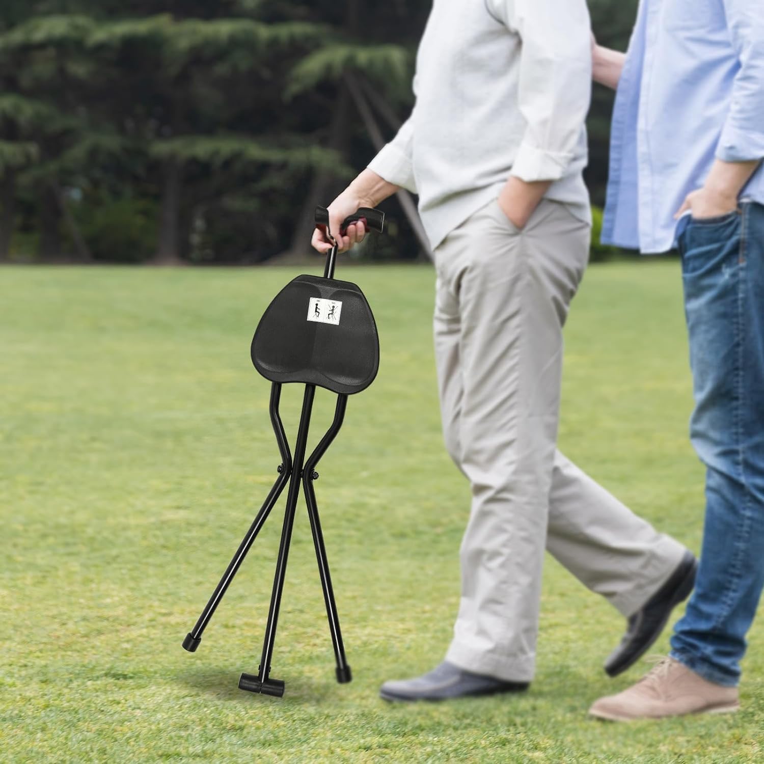 Trípode Bastón De Marcha con Asiento Bastón Silla Plegable Silla Bastón Bastón Ortopédico Mango Ergonómico Ayuda para Caminar para Ancianos Y Discapacitados Silla con Muletas