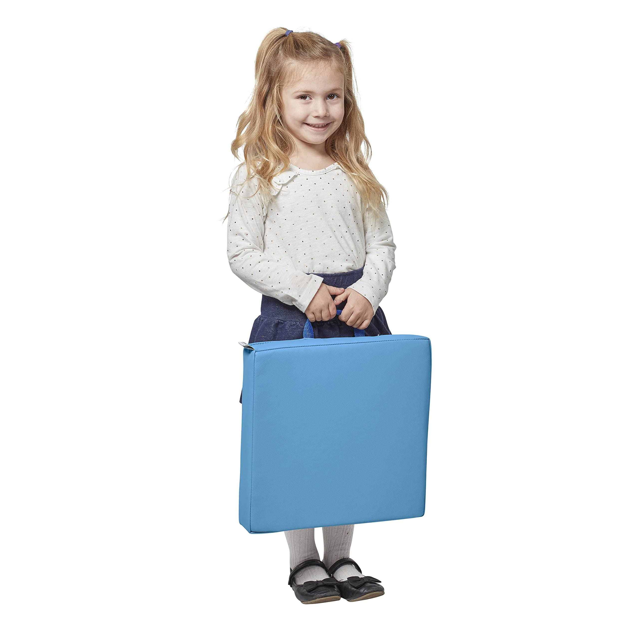 ECR4Kids SoftZone Floor Cushions, Square, Flexible Seating, French Blue, 6-Piece