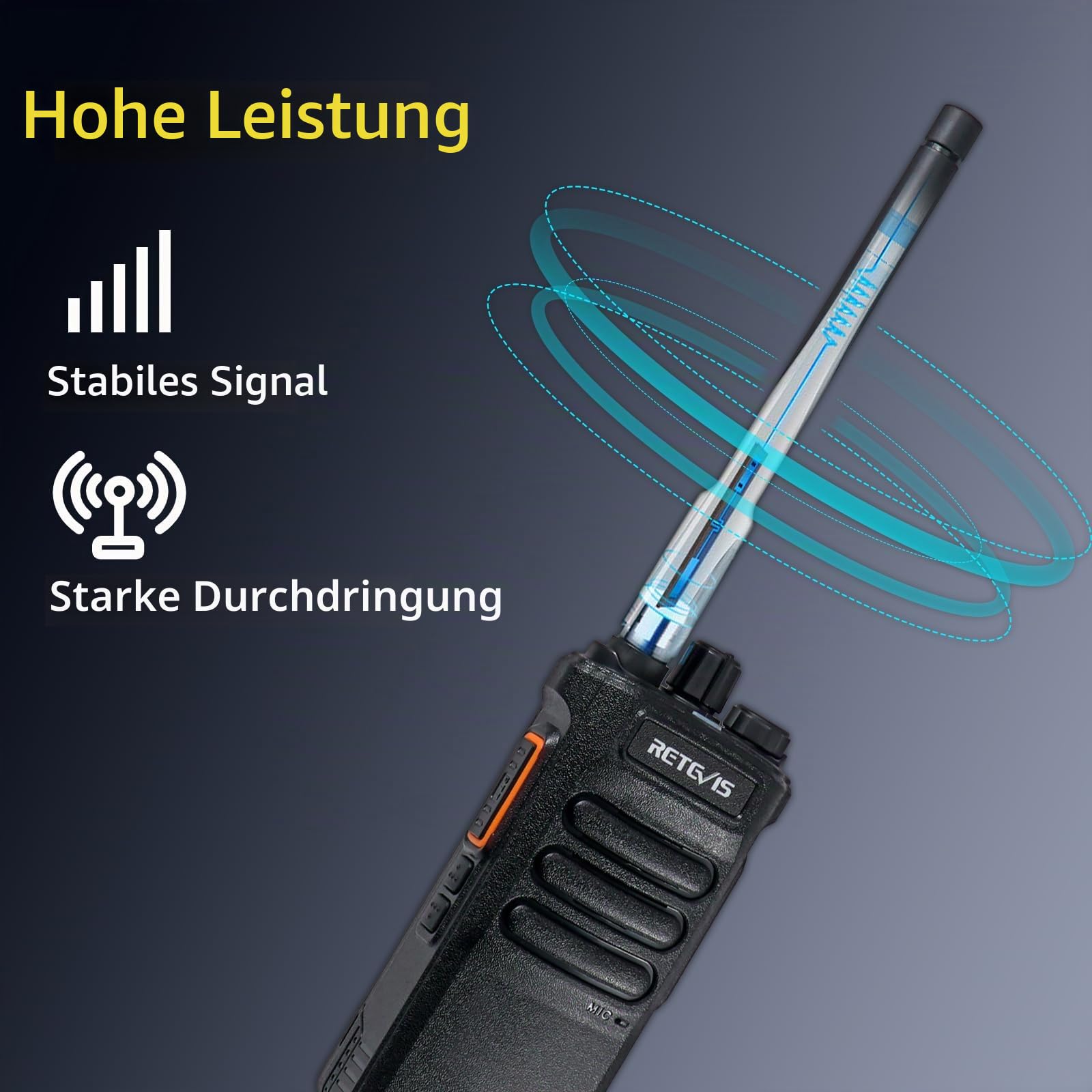 Retevis RT86 Profi Funkgerät Große Reichweite, Walkie Talkie mit Display | Wiederaufladbares Hochleistungs Handfunkgerät mit 2600mAh Akku, Robust & Notfallalarm, für Lagerwirtschaft, Schwarz, 2 Stück