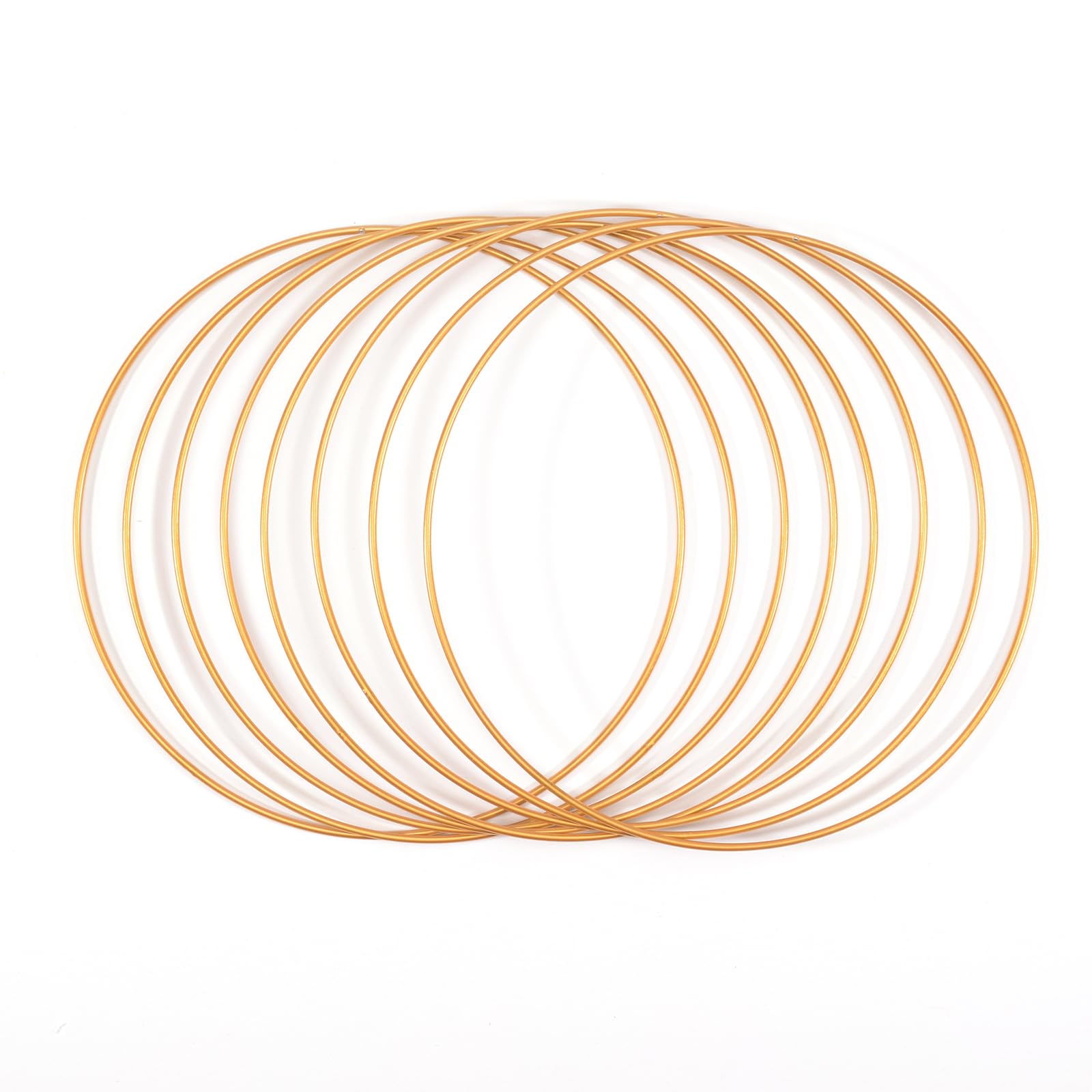 Vaessen Creative Metal Ring Set for Crafts, 8 Pieces, Gold, 25 cm or 9.8 in Diameter, 3 mm Thick, Dream Catcher Hoop, Wreath Ring for Macrame Wall Hanging, Crochet, Boho Décor or Wedding Decorations