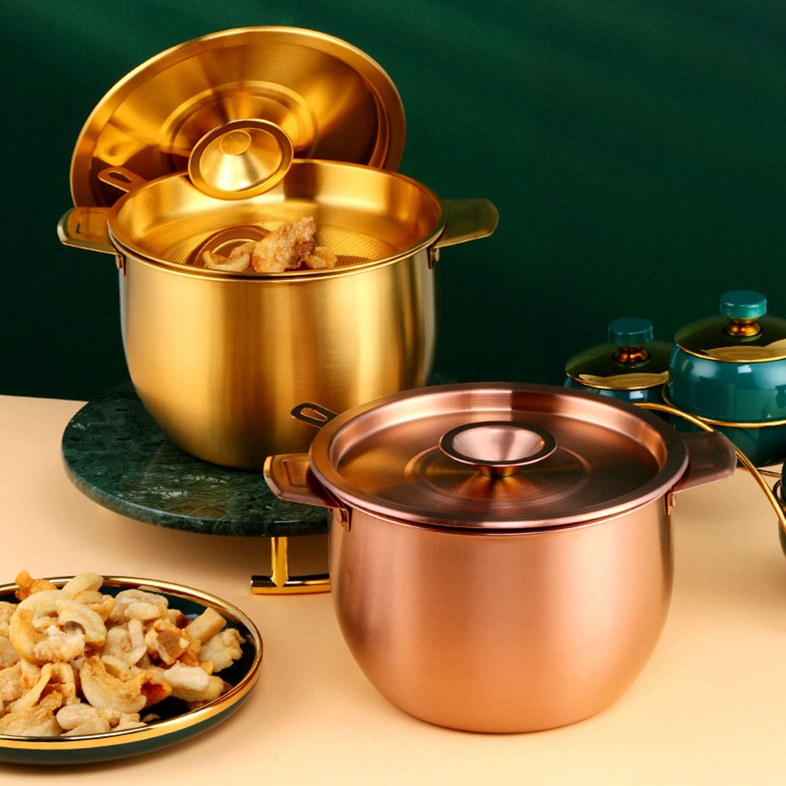 Recipiente para Grasa con Colador, Recipiente para Filtro de Aceite de Cocina de 2,8 L Recipiente para Aceite de Cocina de Acero Inoxidable con Colador de Malla Fina Y Tapa para Freír(Oro)