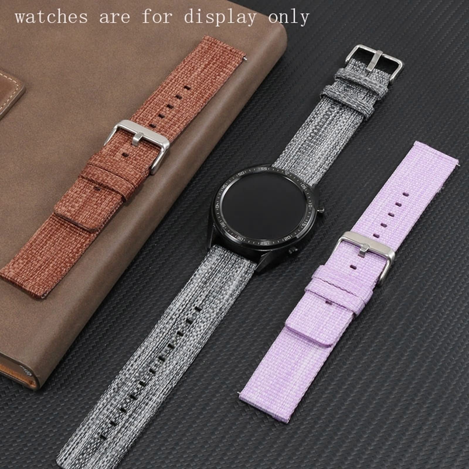 Correa de Reloj de Cuero, Correa de Reloj Cuarzo con Esfera Repuesto, Tela Nailon Suave y Gruesa, Absorbente del Sudor, 18 a 24 mm