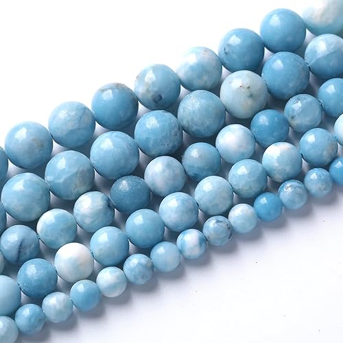 Miniatura 2 de Cuentas de larimar - 36 cuentas redondas sueltas de 0.394 pulgadas (0.394 in) para la fabricación de joyas, piedras preciosas curativas de cristal