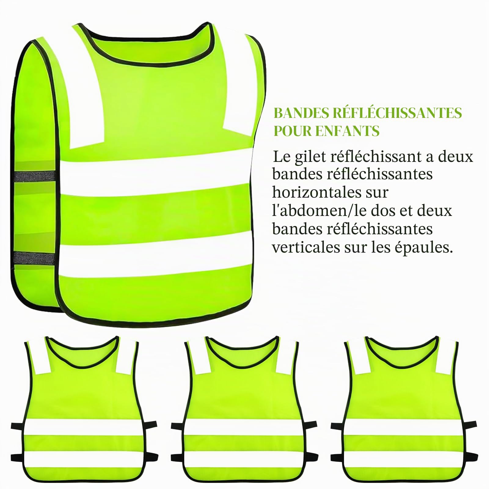 9 Pièces Gilet de Sécurité pour Enfants, Gilet de Sécurité Enfants, Gilets de Signalisation Auto pour Enfants, Gilet Réfléchissant pour Enfants pour la Circulation Routière Protection