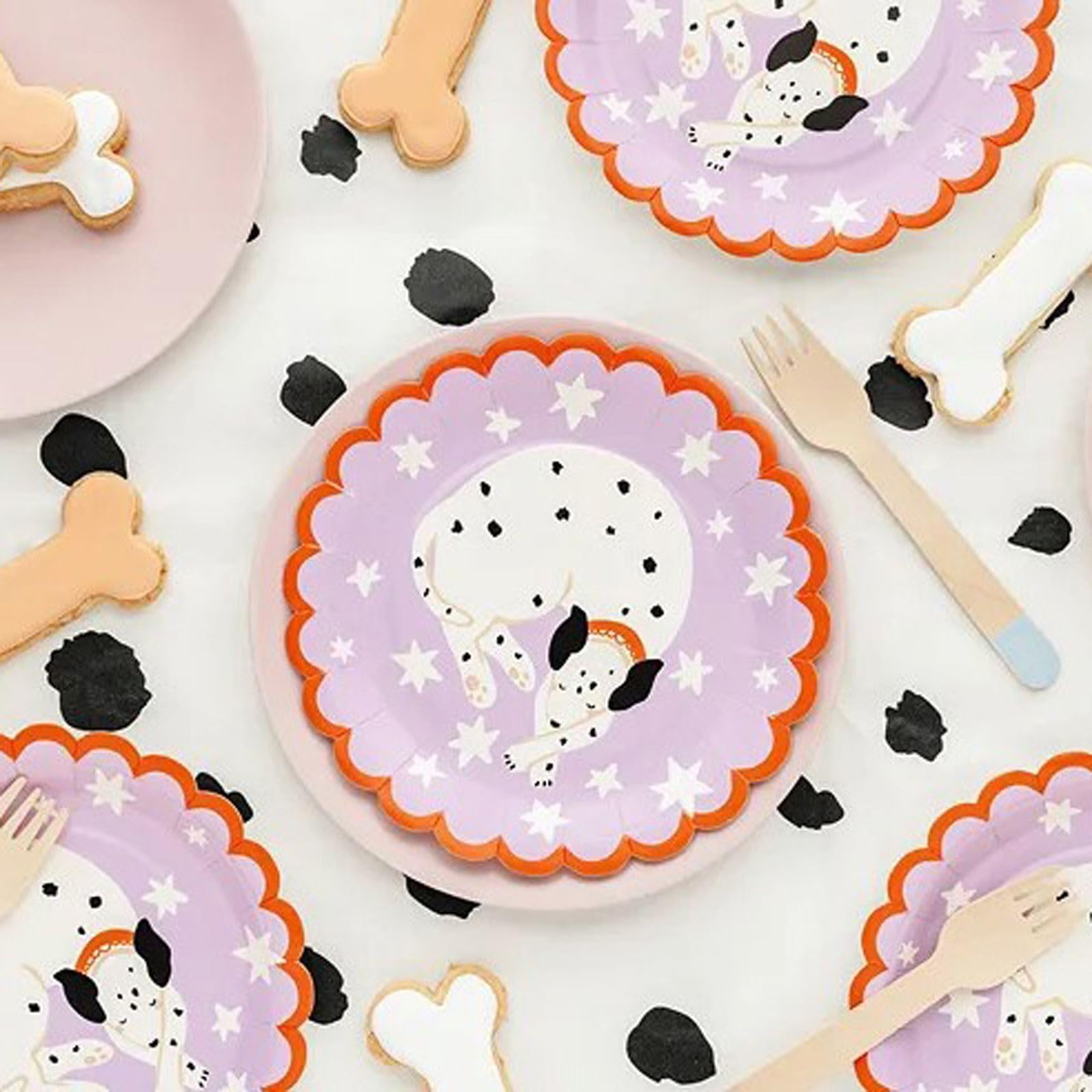 Partydeco Pink 6 Dalmatian Dog Paper Plates, Animal Party Decoration, Childrens Birthday Party Tableware, Dogs Animal Birthday Partyware