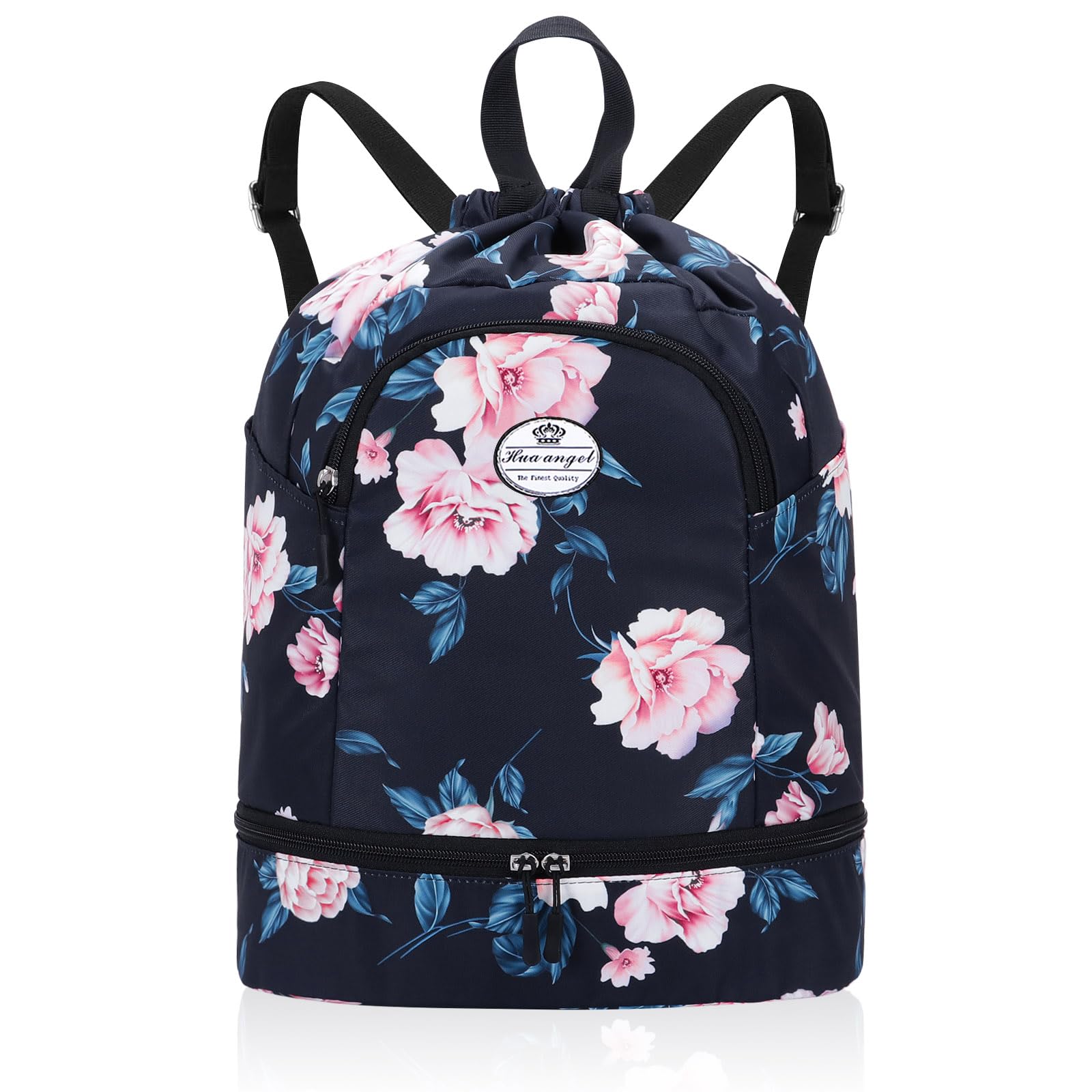 HUA ANGEL Unisex Drawstring Backpack Sports Gym Bag Drawstring Bag Weekend Daypack With Shoe Compartment for Women Men Basketball Football Outdoor Fitness Yoga Swimming Beach
