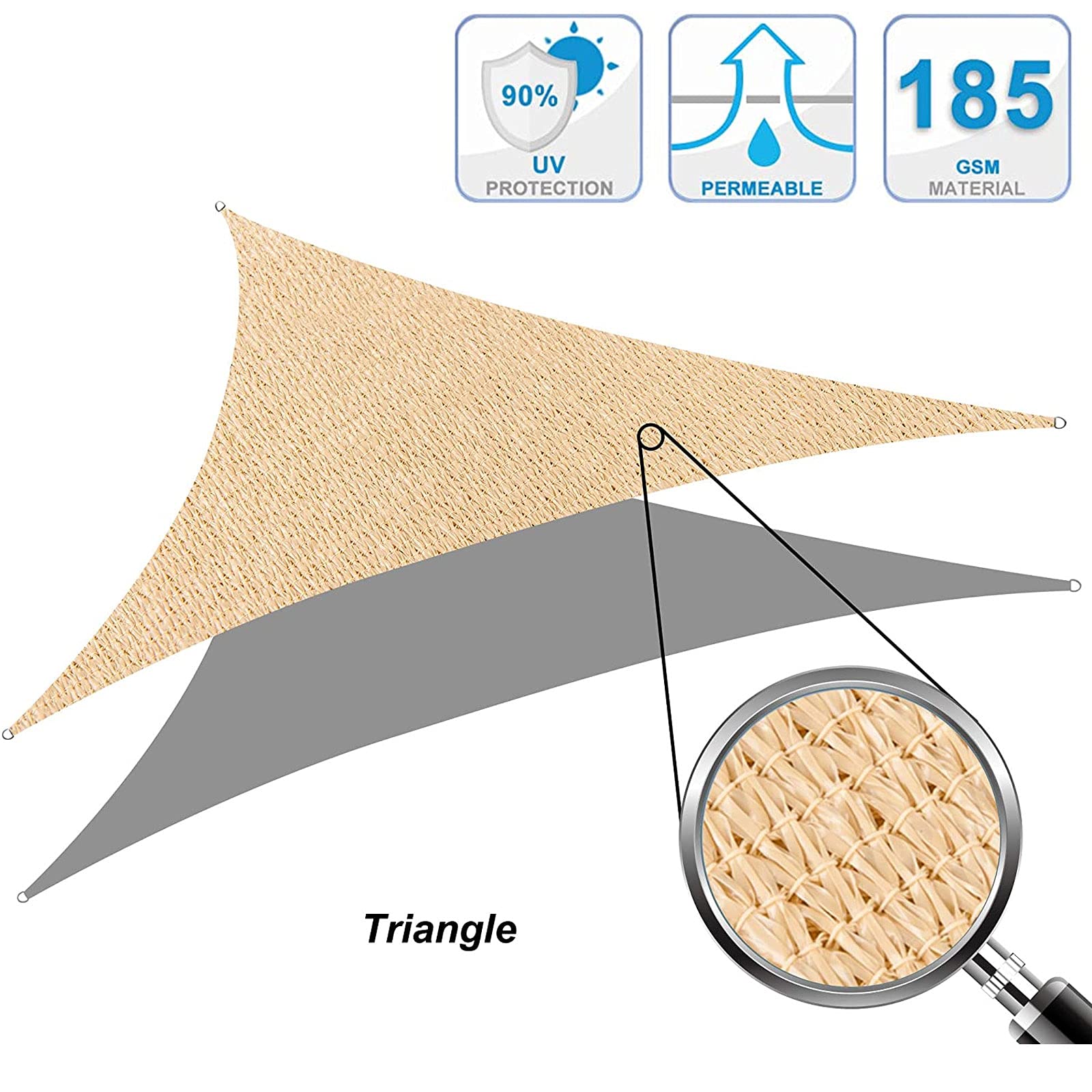 4x4x5.65m Cool Area Voile D'ombrage Triangulaire 4x4x5.65m Respirant