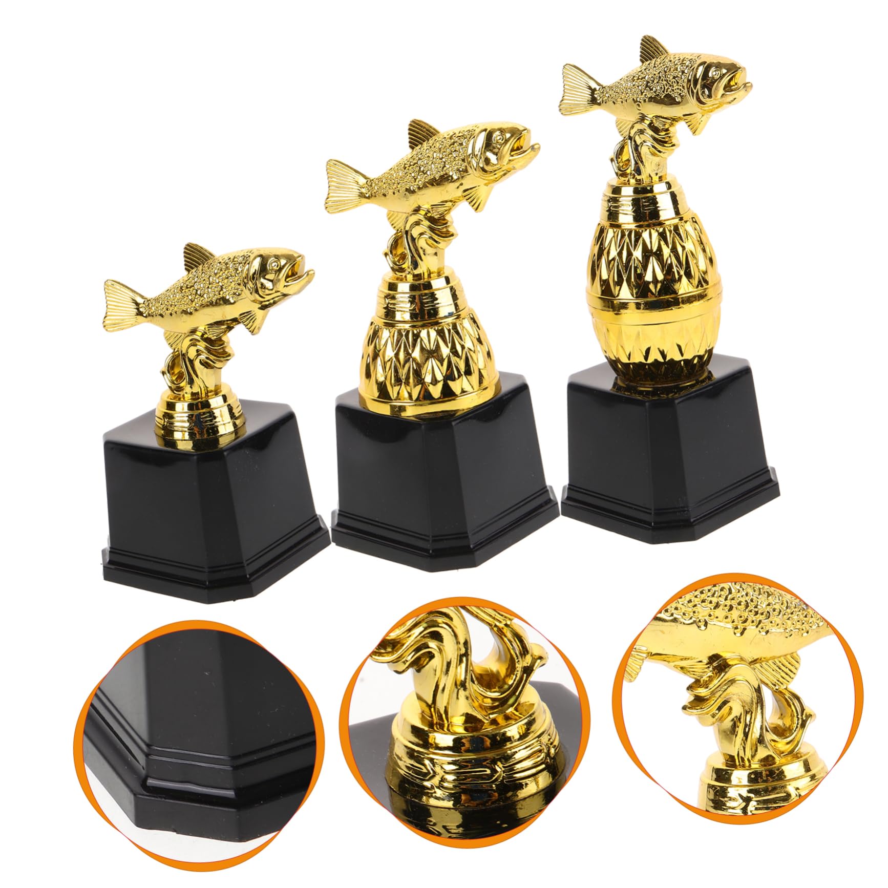 TOYANDONA 3 Stück Miniatur Pokalset in Angel Form aus Kunststoff mit Realistischem Aussehen für Kinder als Siegerpokal und Party Trophäen Dekoration bei Wettbewerben