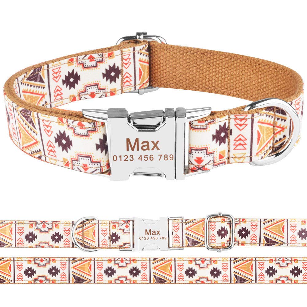 Gulunmun Dog Collar Adjustable Personalized Durable Nylon Engraved Id Name Boy Girl Collar Perro Chihuahua-Dog Collar Color 18 Xs 21-31 Cmid Pet Tags Neck Custom Logo