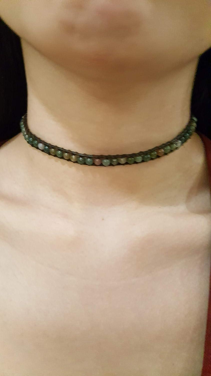 Infinityee888 Jasper 2 Wrap Bracelets and Choker woven Leather Necklace 2 in 1, Men Bracelet, Women Bracelet. - Image 6