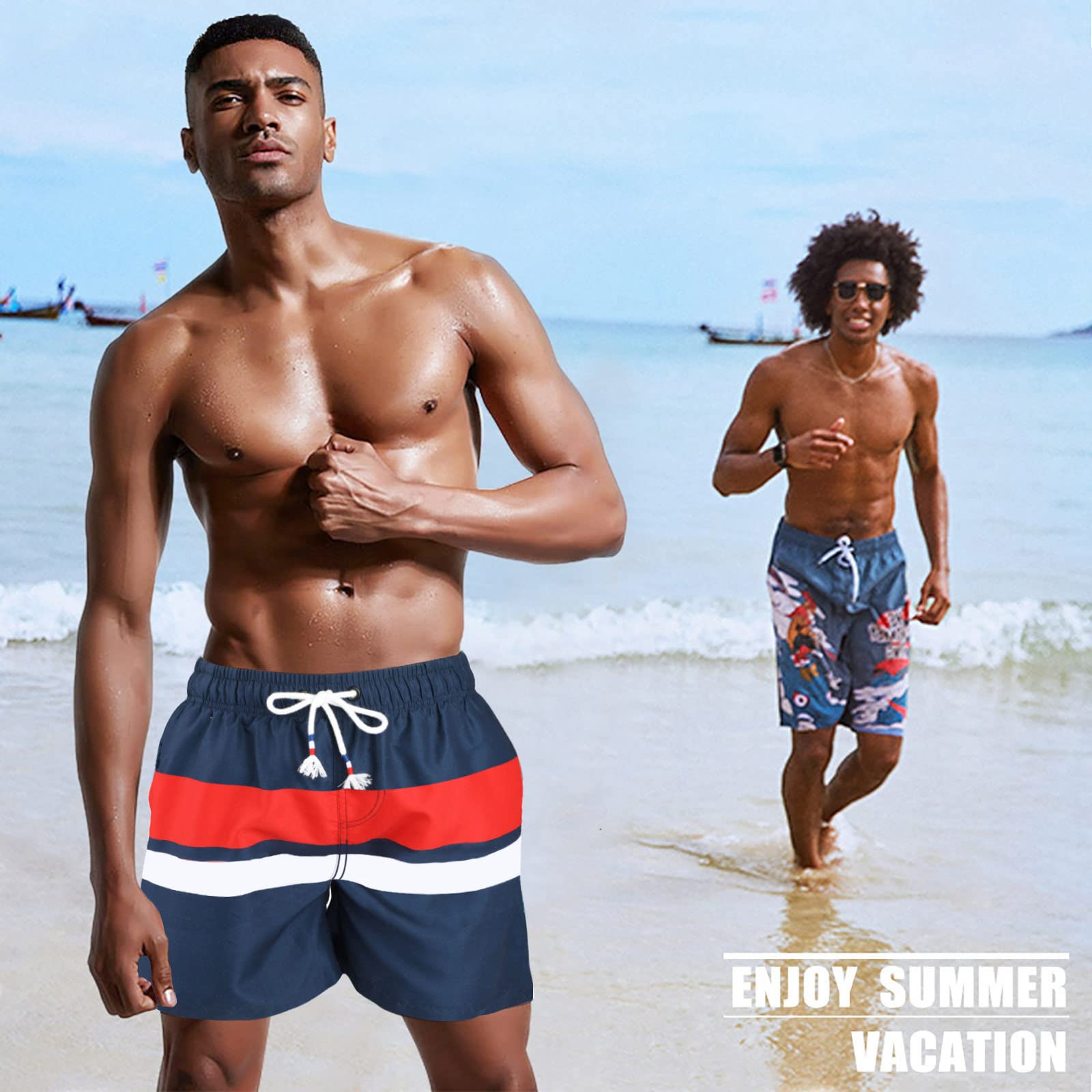 Danfiki Pantaloncini Costume da Bagno Uomo Asciugatura Veloce Calzoncini da Beach Costume da Bagno Fodera Rete con Taschino e Coulisse Trunks