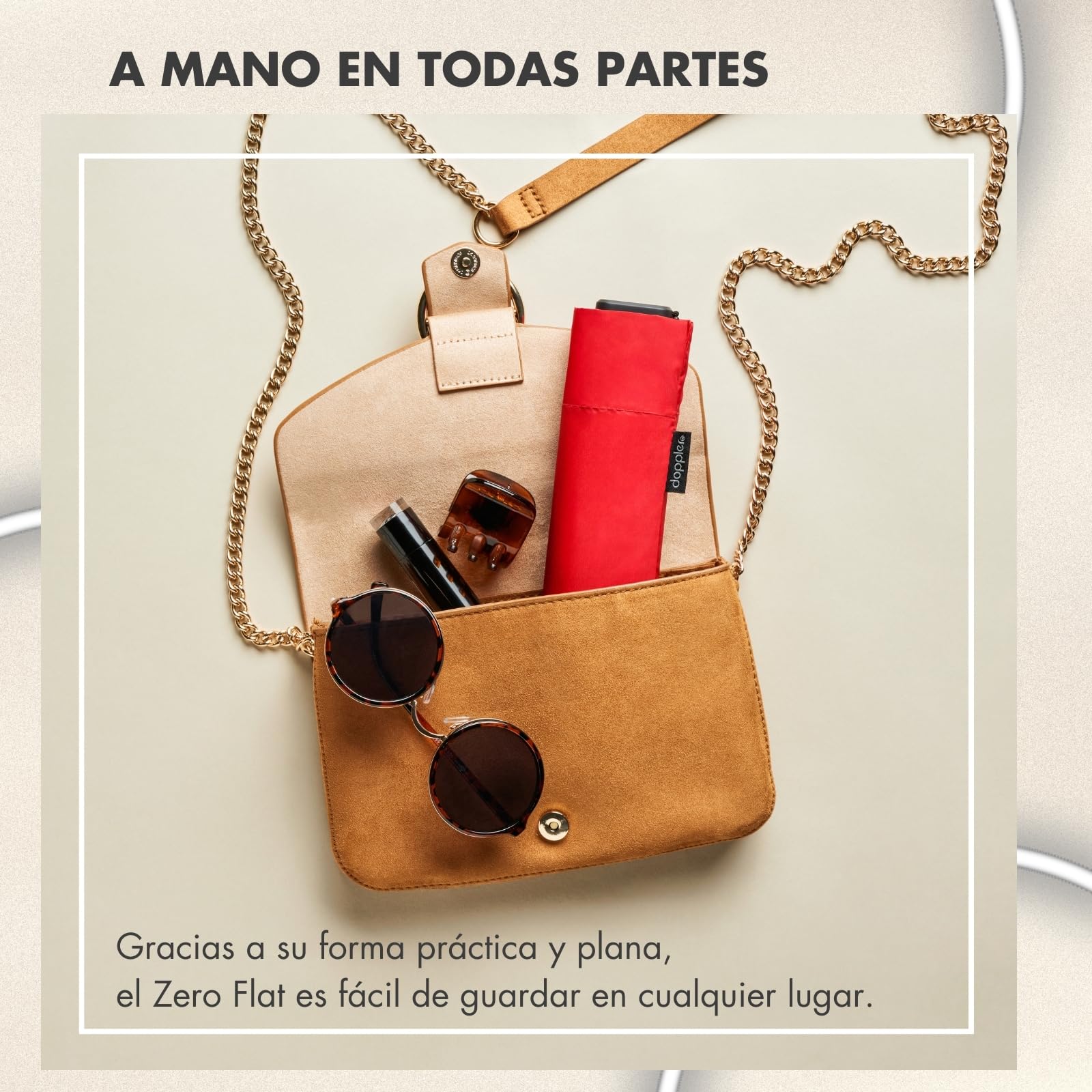 Doppler Zero 99 - Paraguas de bolsillo plano - Pesa solo 100 g - Estable y compacto - Resistente al viento - 21 cm - Para una mejor protección, Simply Black., Medium