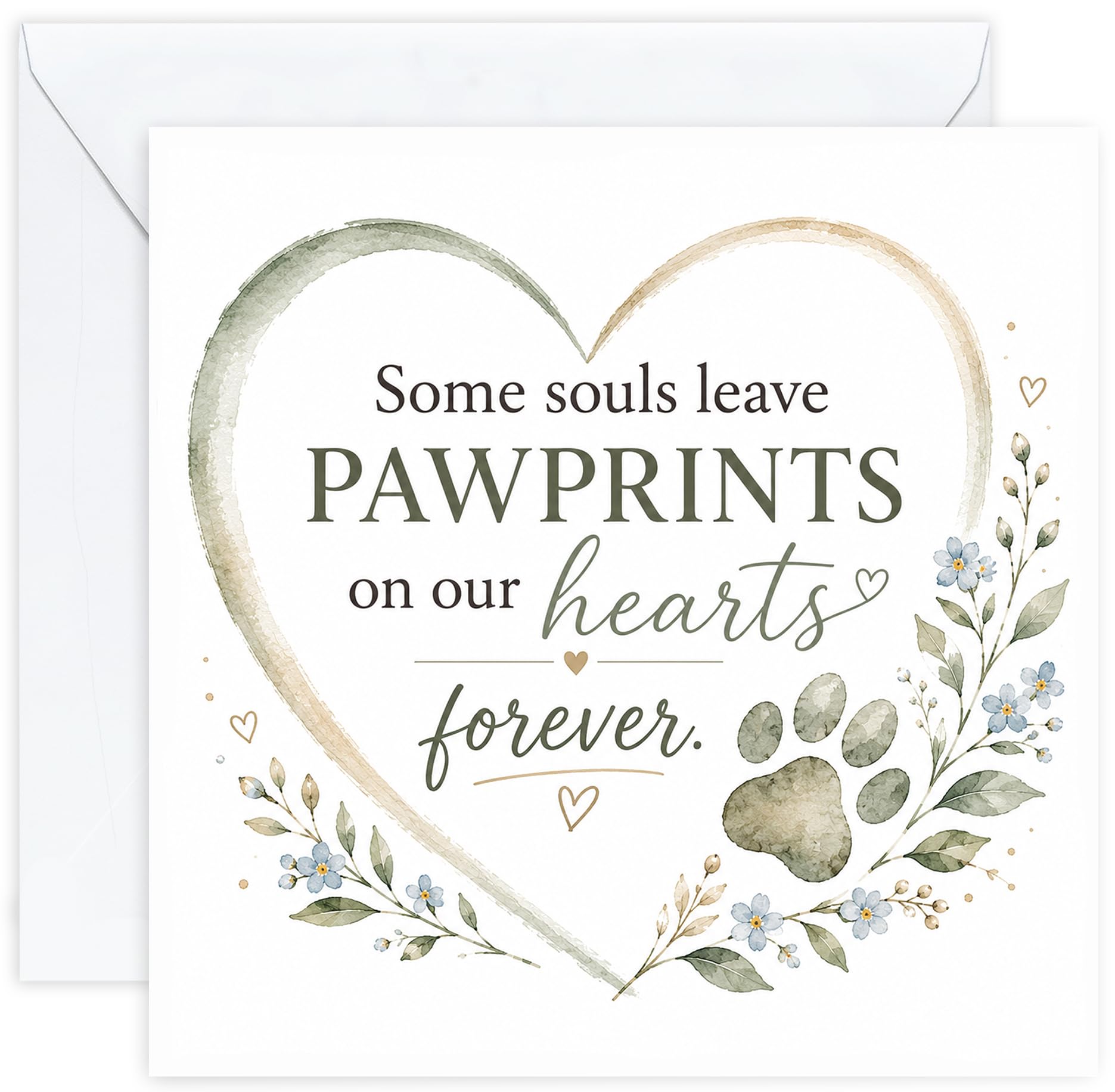 Dog Sympathy Card - Pawprints on Our Hearts Forever | Pet Loss Card