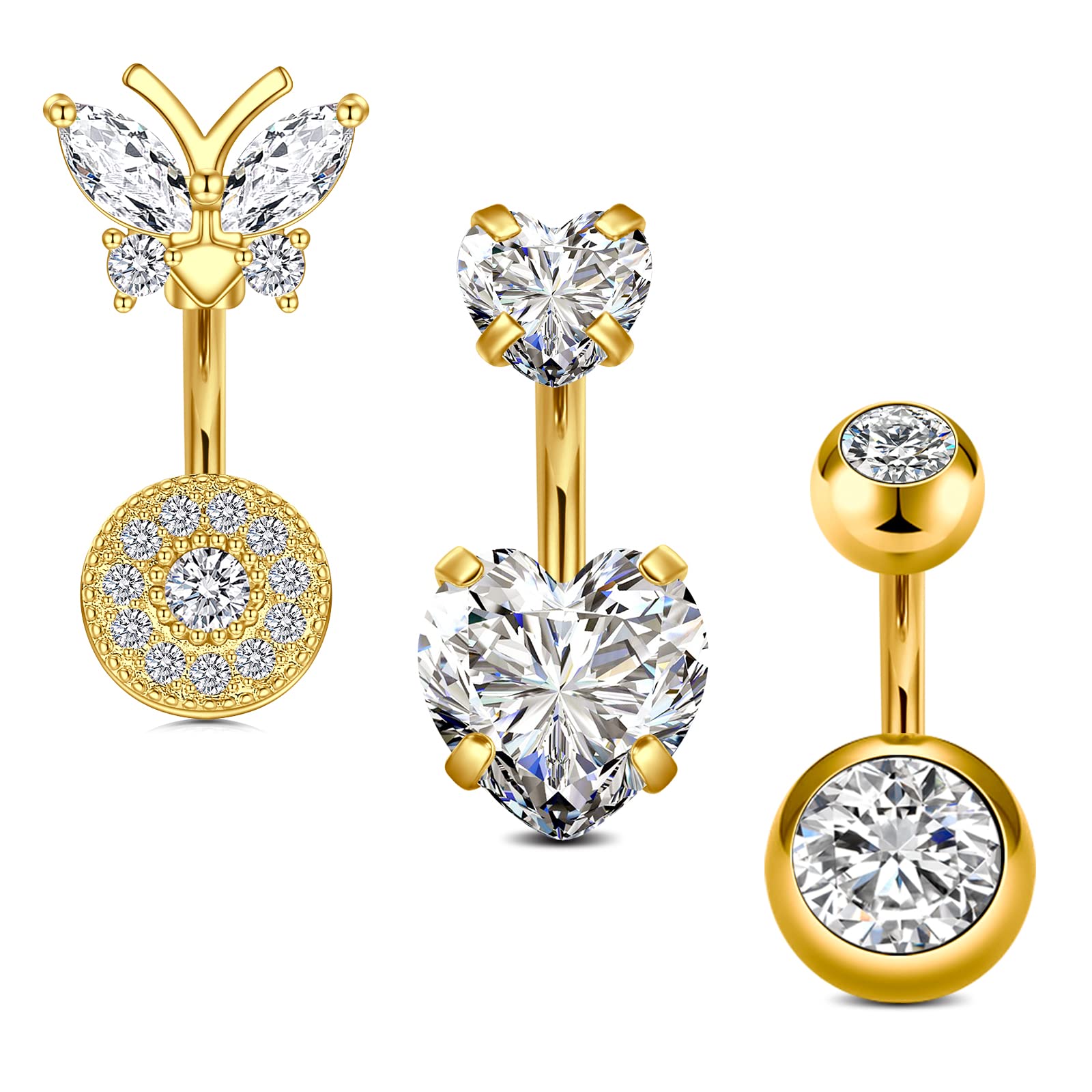 Crdifu Anillos de ombligo cortos 6 mm Barras de ombligo pequeñas 14G Piercing Joyas Acero inoxidable Plata Oro