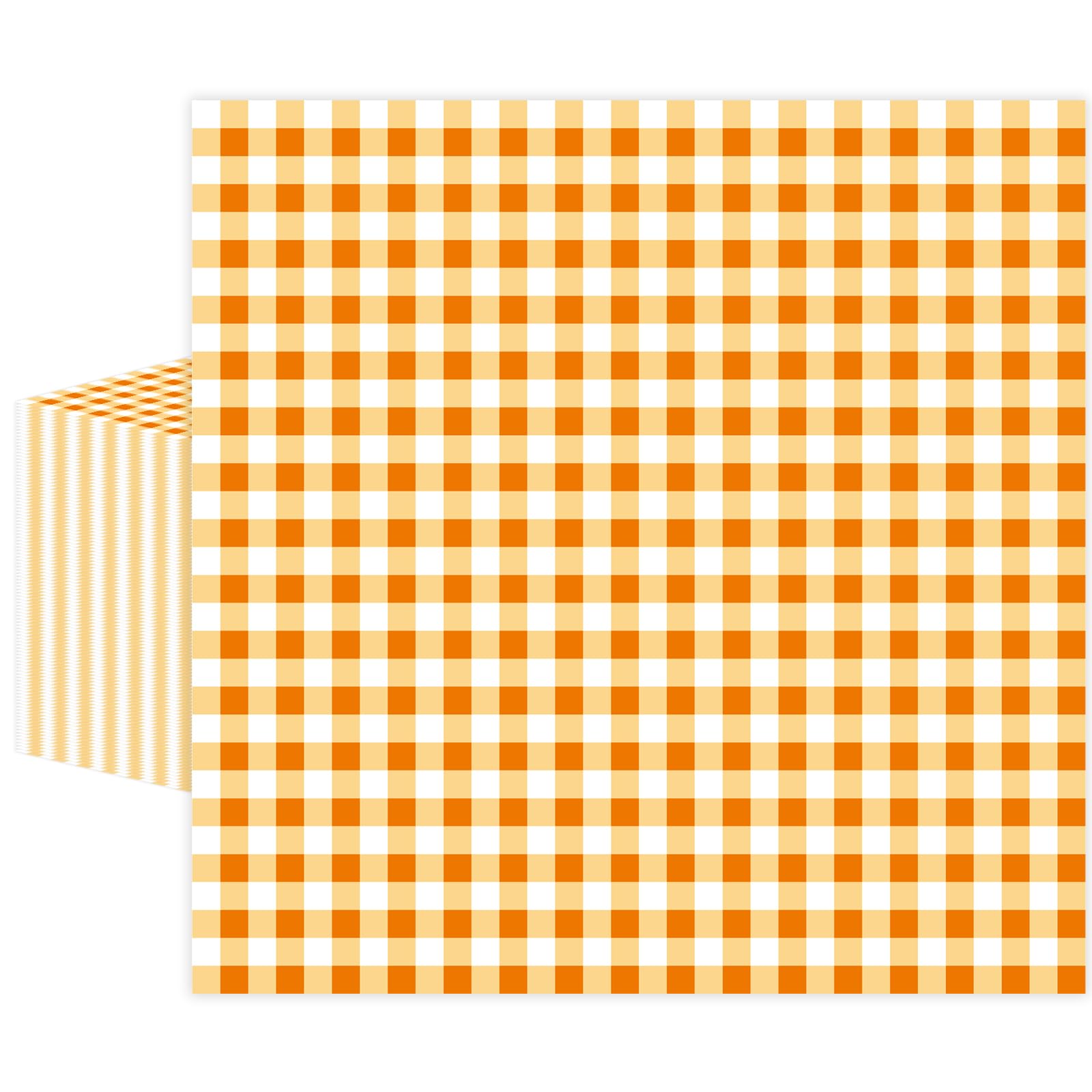50 PCS Orange Checkered Paper Napkins,Party Gingham Serviettes Luncheon Napkin Plaid Dinner Beverage Napkin for Picnic Baby & Bridal Shower Wedding Birthday Party Decorations (Orange)