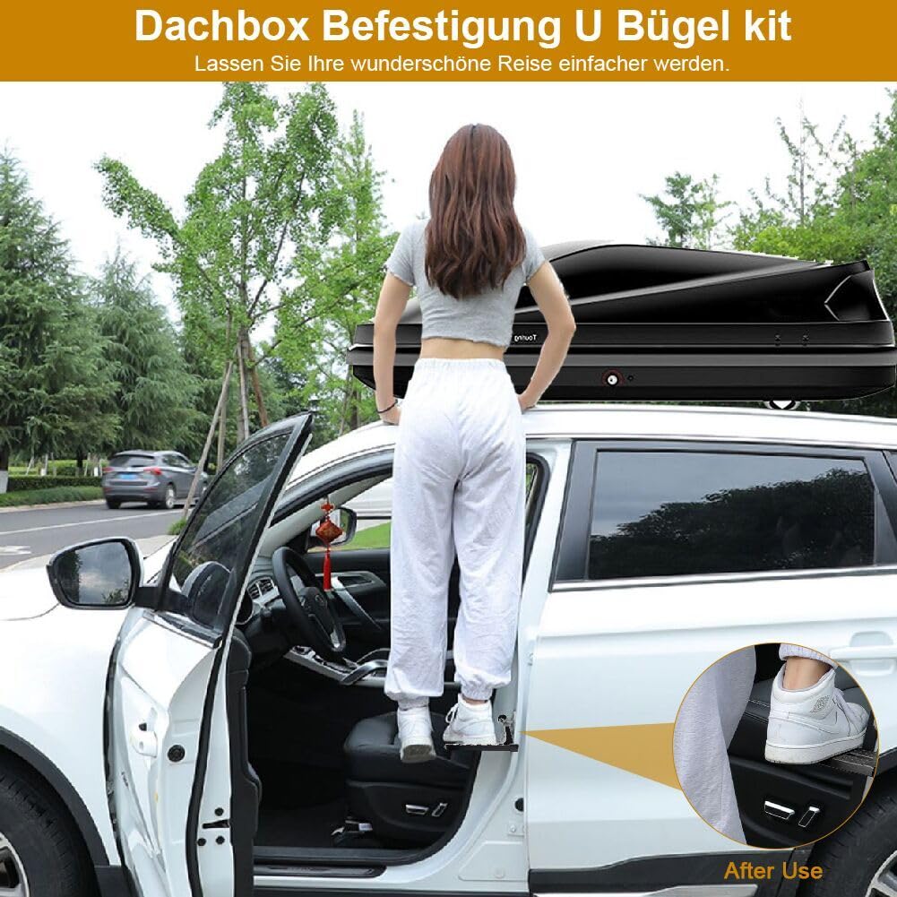 Supporto per box da tetto a U, 4 set di supporti per box da tetto, fissaggio a U staffa universale per box da tetto auto, supporto universale per box da tetto.