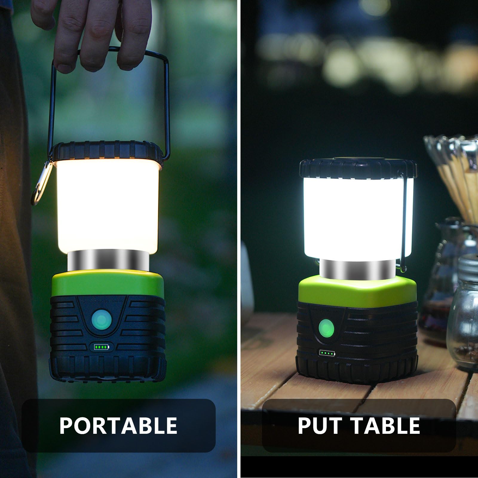 Jarxin Lanterna da campeggio a LED a luce bianca da 6500 K, ricaricabile, 1000 lm, 4500 mAh, torcia elettrica per uragani di emergenza, escursionismo, lanterna impermeabile IP44 (nero)