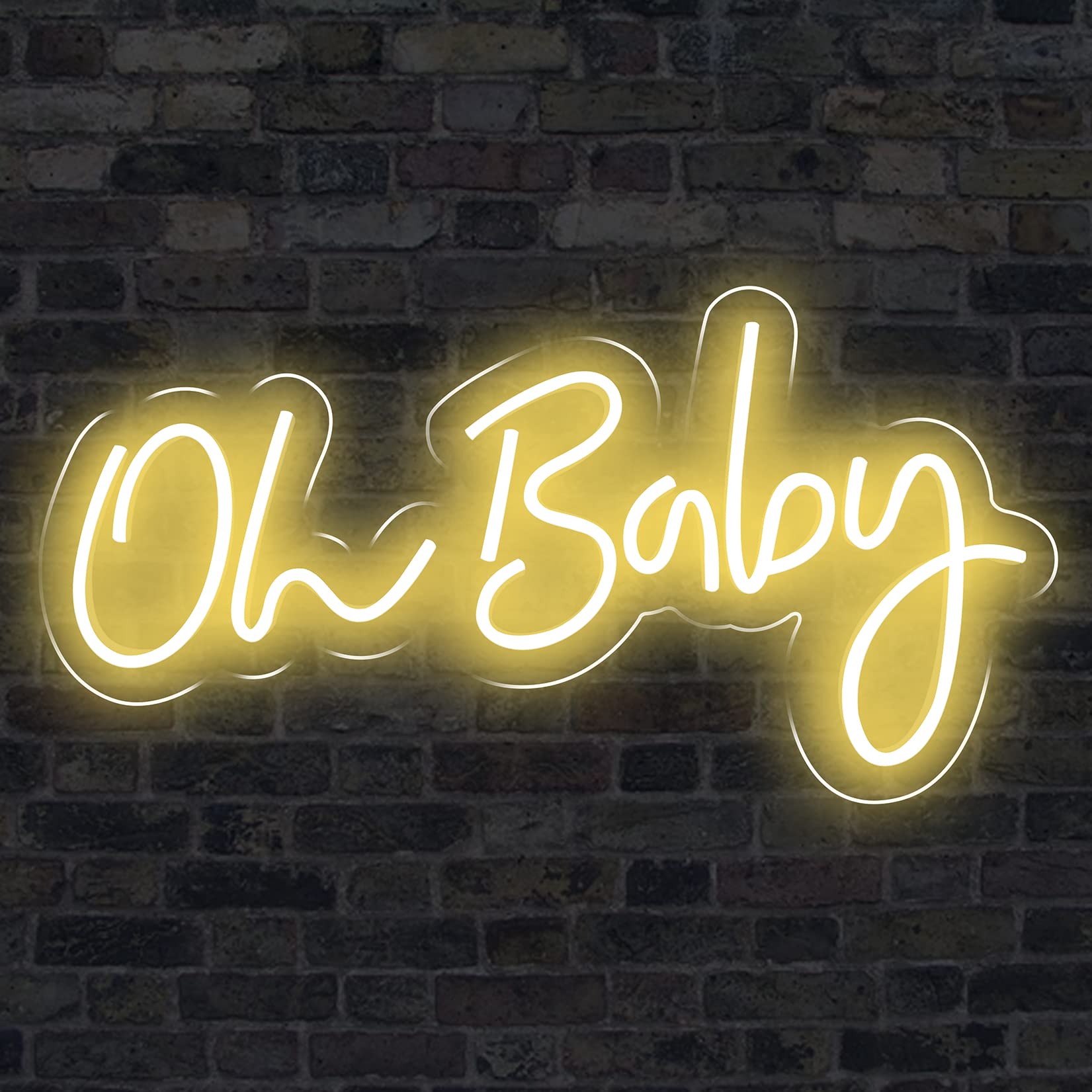 Oh Baby Neon Sign White LED - Insegne al neon Luci al neon alimentate tramite USB per la decorazione della parete della camera da letto | Leroy Merlin