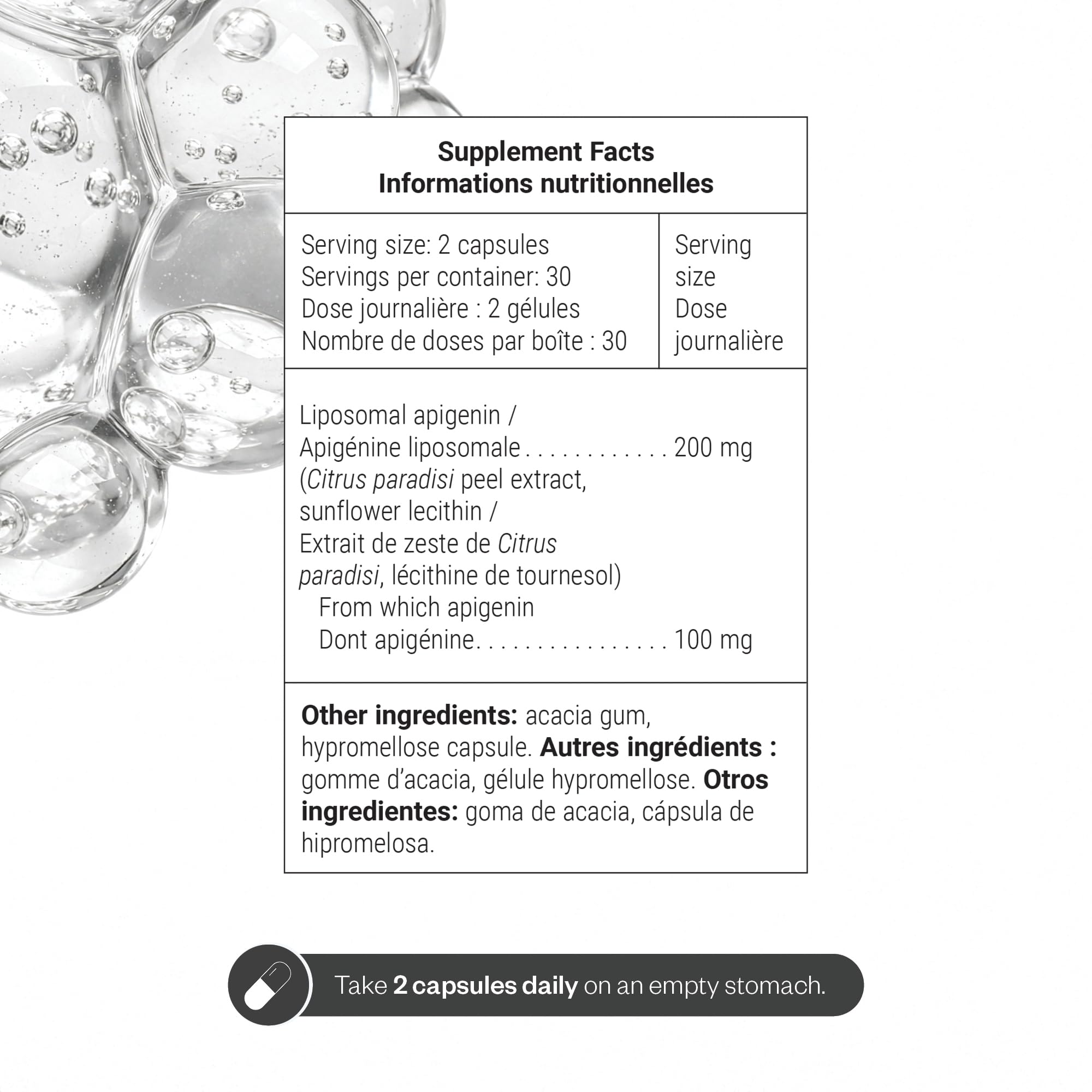 Liposomal Apigenin - Apigénine Liposomale Haute Biodisponibilité - Longévité, Relaxation et Santé Cérébrale - NAD booster - Complément Alimentaire Anti-Âge - 30 Gélules Végétales - SuperSmart