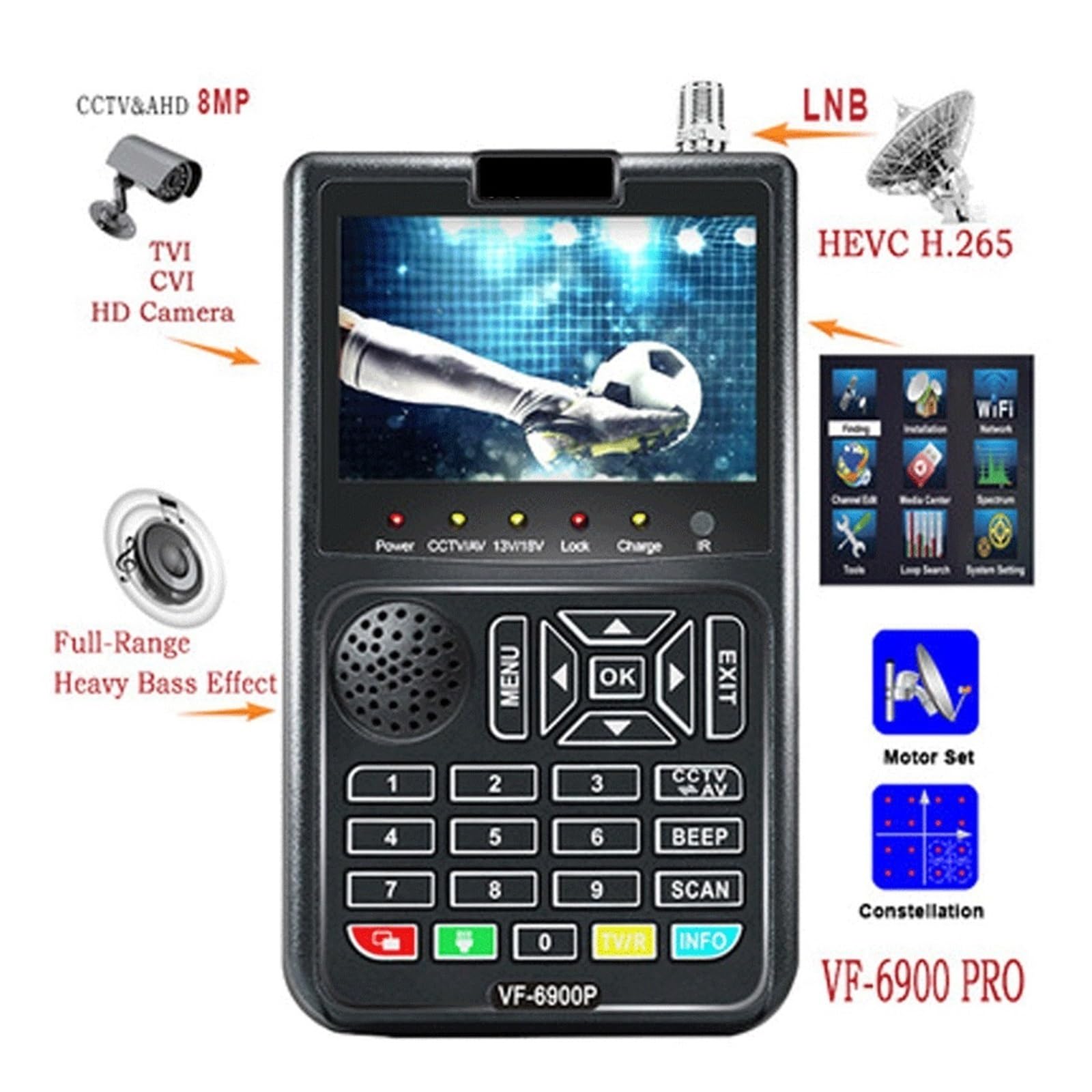 Cercatore di satelliti, Digital Signal Finder Schermo LCD DVB Receptor for QPSK Satellite Meter Messa in servizio dell'antenna di terra(VF-6900 PRO)