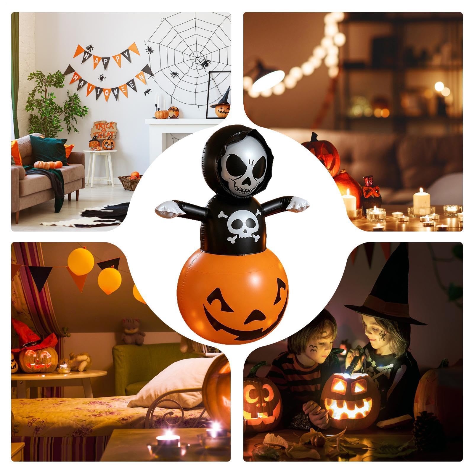 Ozdoby Halloweenowe Nadmuchiwane na Zewnątrz | Wbudowane Oświetlenie LED | | Dekoracje Ogrodowe Halloween | na Ganek, Patio, Podwórko, Przyjęcia, Wnętrze, Dom, Dom Strachów, Święta