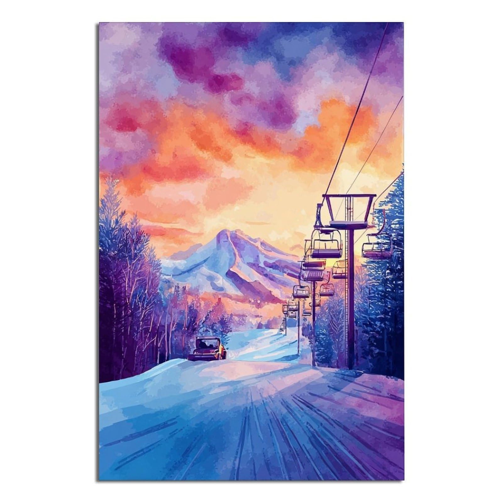 CFXNGA Niseko Posters 20x30inch(50x75cm) Vintage Watercolor Canvas Art