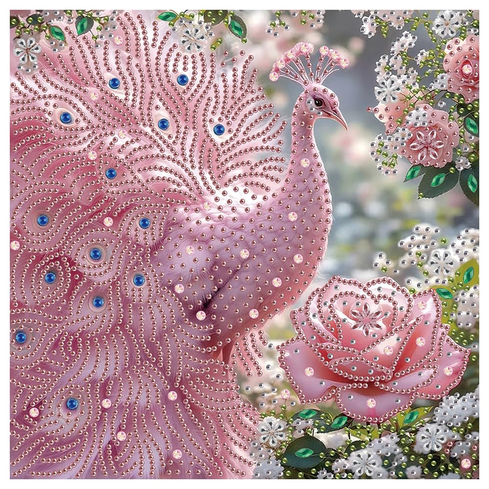 KUKUDEM Peacock Diamond Painting Kits for Adults, 5D Special Shape Diamond Art Kits for Beginners, Crystal Rhinestones Diamond Painting for Home Wall Decoration, 12×12 inch