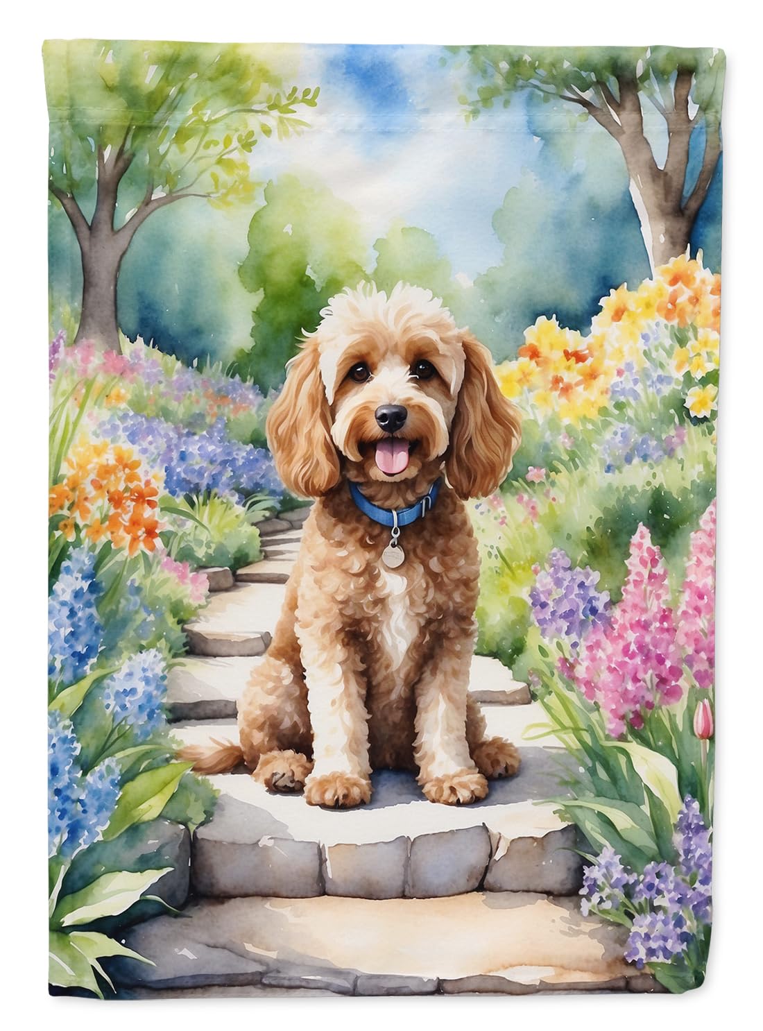 Caroline's Treasures DAC6602GF Cockapoo Spring Path Garden Flag Mailbox Flag Decorative Yard Flag Banner Outside Patio Artwork Yard Flower Beds,