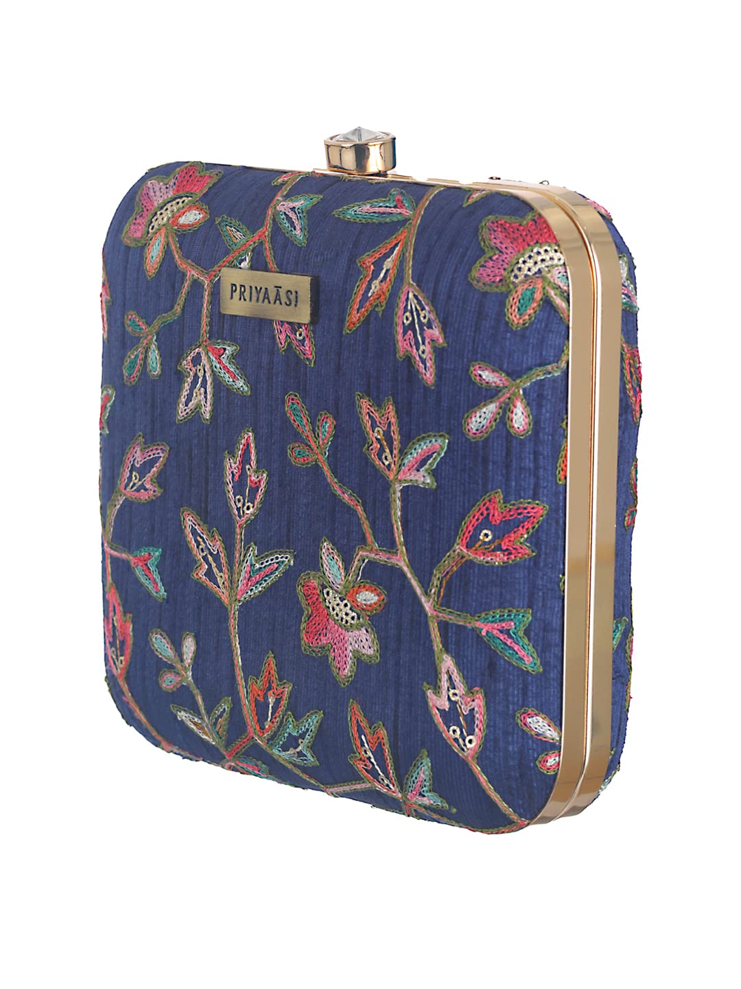 Priyaasi Blue Floral Thread Charm Clutch Bag for Women's - Stylish, Trendy, Casual Hand Purse with Shoulder Chain Strap for Office, College - Image 6 thumbnail